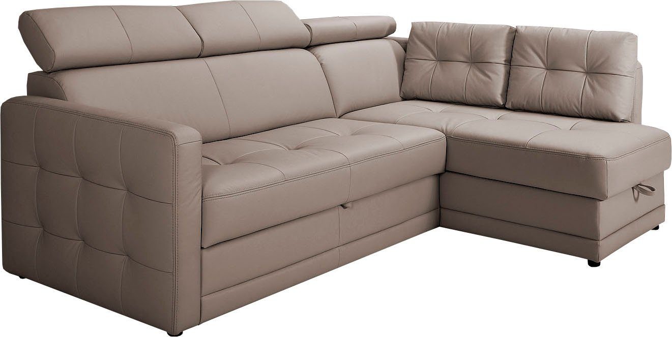 exxpo - sofa fashion Hoekbank Arles, comfortabele pocketvering, L-vorm keuze met bedfunctie en bedlade, inclusief hoofdeinde-verstelling bruin,