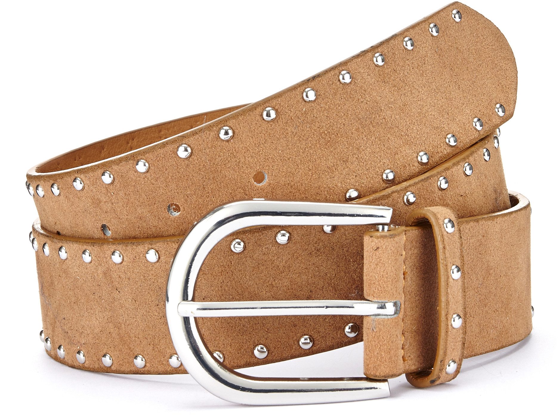 Lascana Heupriem Studsriem met kleine studs, riem, jeansriem, broekriem voor jeans & broeken dames kettingriemen maat 95 bruin