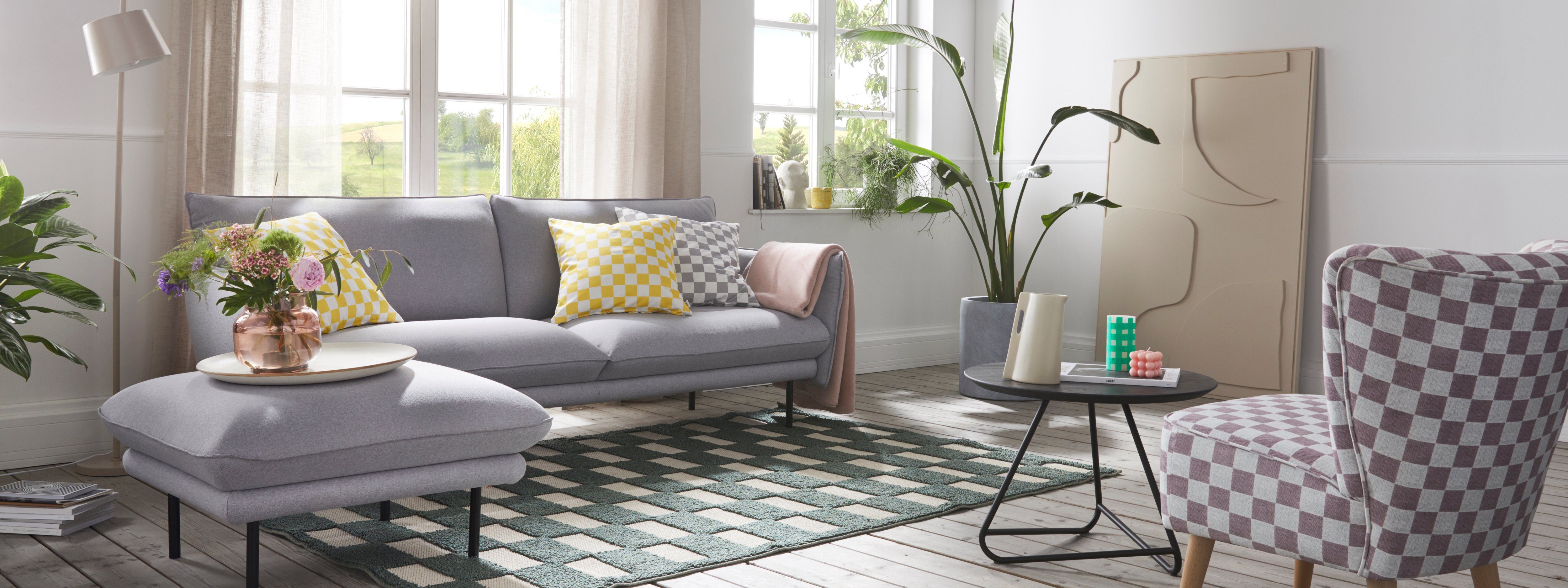 andas Sierkussen Milo Kussenovertrekken, set van 2 50x50 cm, zonder vulling, met een moderne ruit (2 stuks)