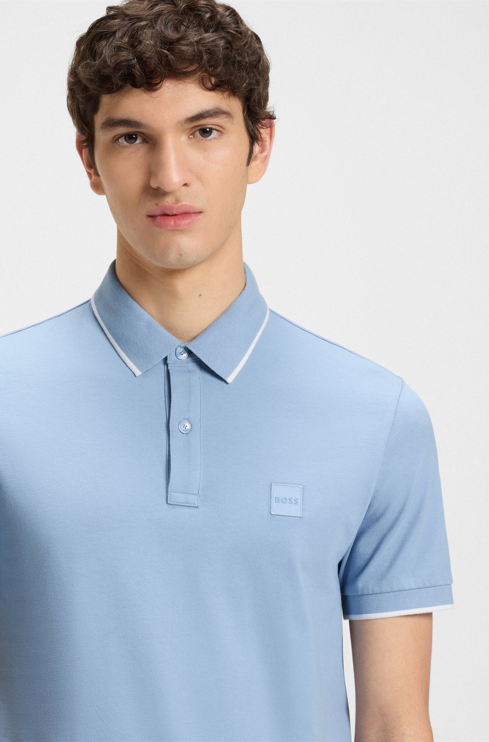 Boss Orange Poloshirt Passertip met boss badge