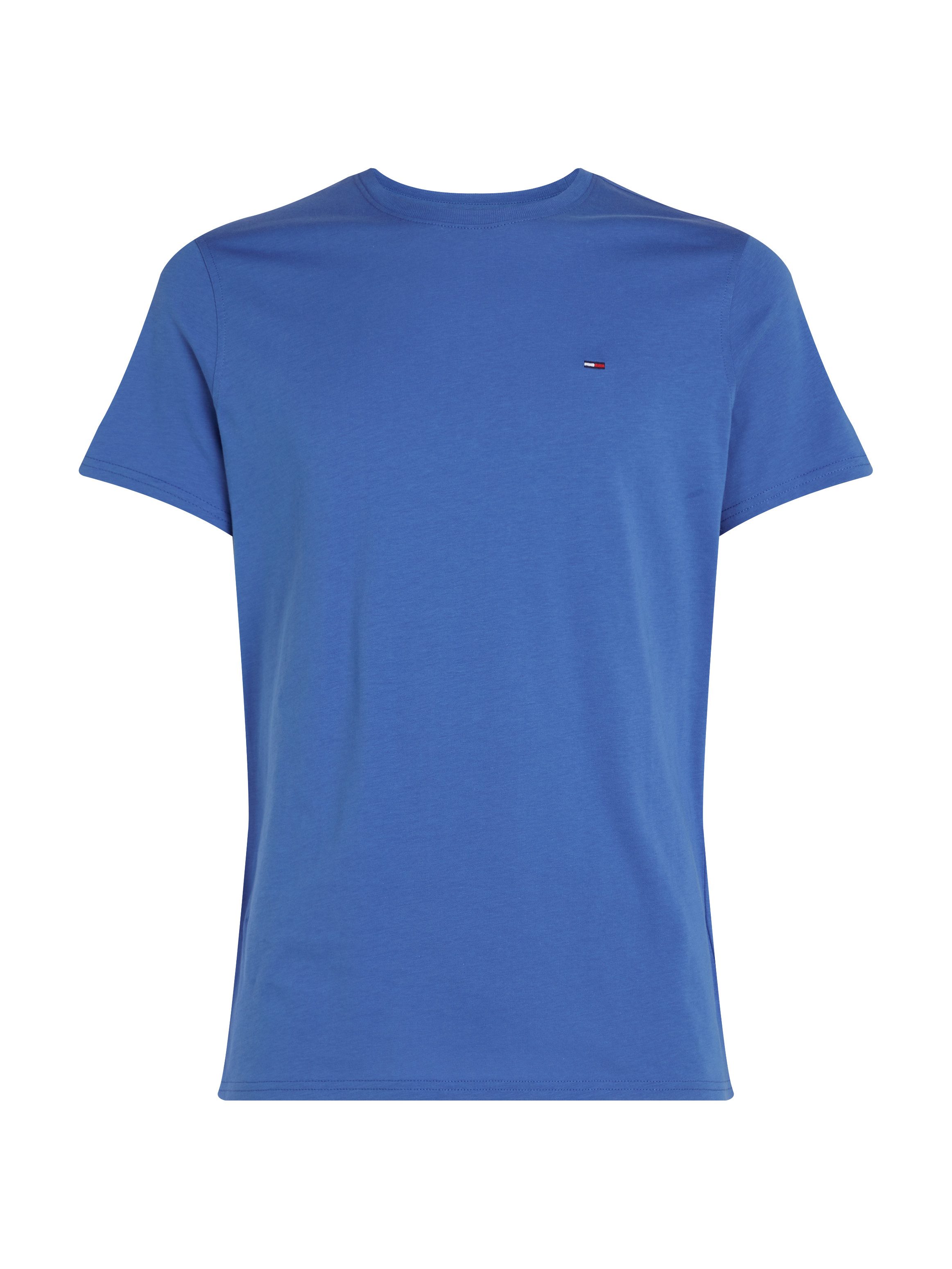 TOMMY JEANS T-shirt TJM ESSENTIAL SOLID TEE met ronde hals en subtiele logo-vlag