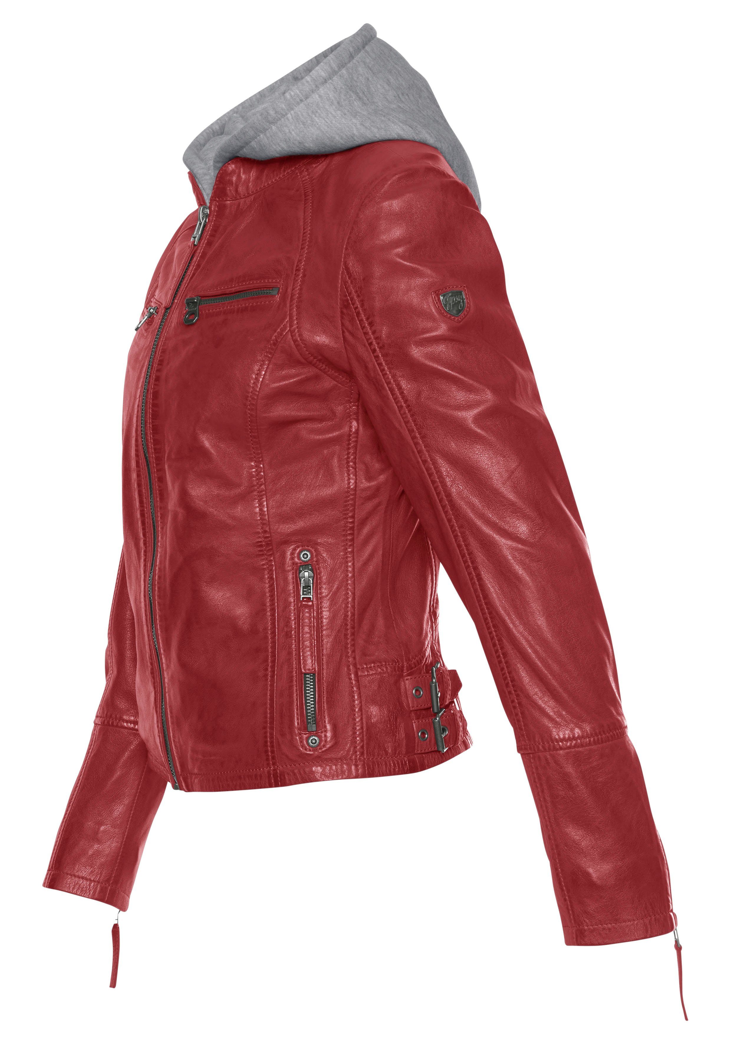 Mauritius Leren jack NOLA Two-in-one stijl - met een afneembare jerseycapuchon