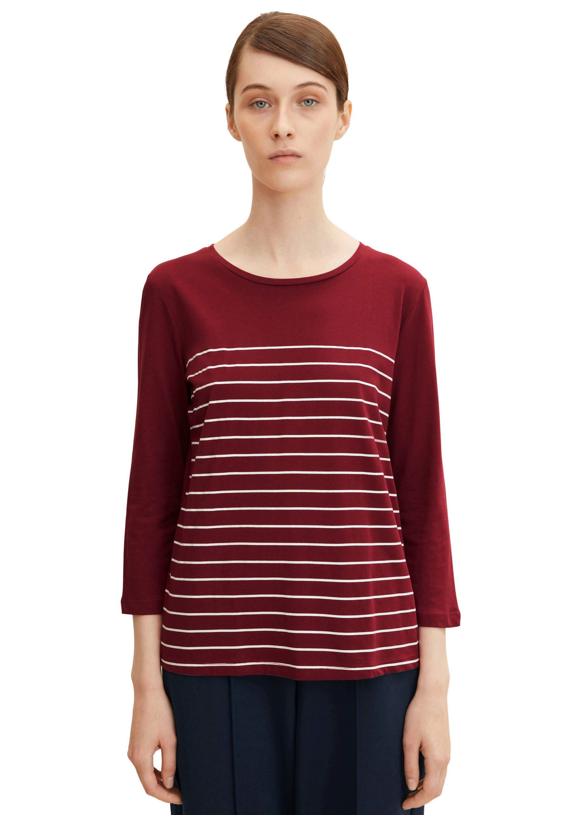 Tom Tailor Shirt met 3/4-mouwen dubbel - strepen + uni (2-delig, Set van 2)