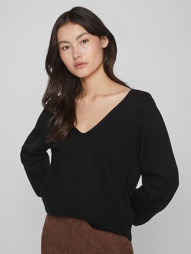 Vila Trui met V-hals VIRIL REV V-NECK L/S TOP - NOOS