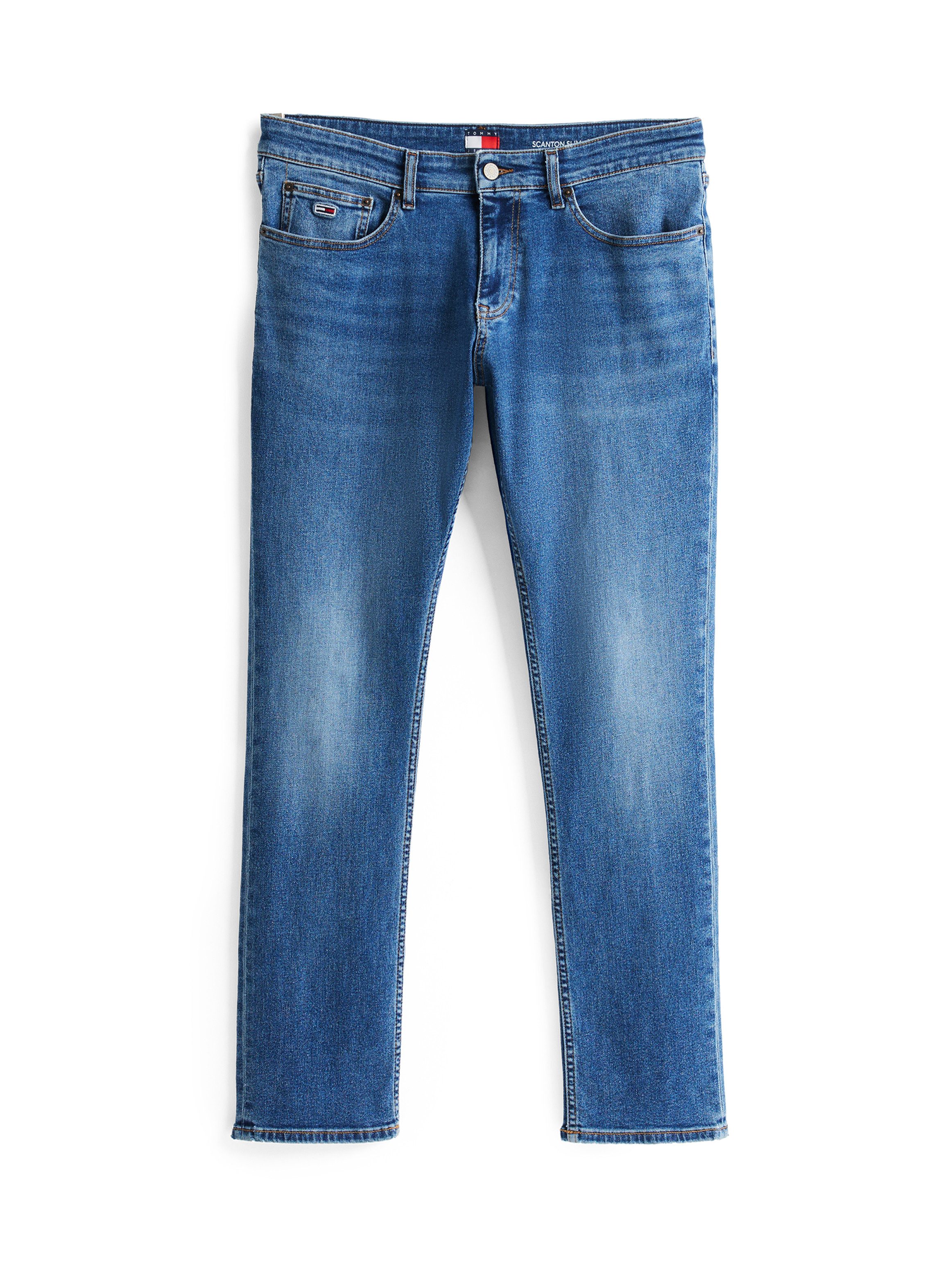 TOMMY JEANS Straight jeans SCANTON SLIM BI0234 Met merkenlabel van leer achter
