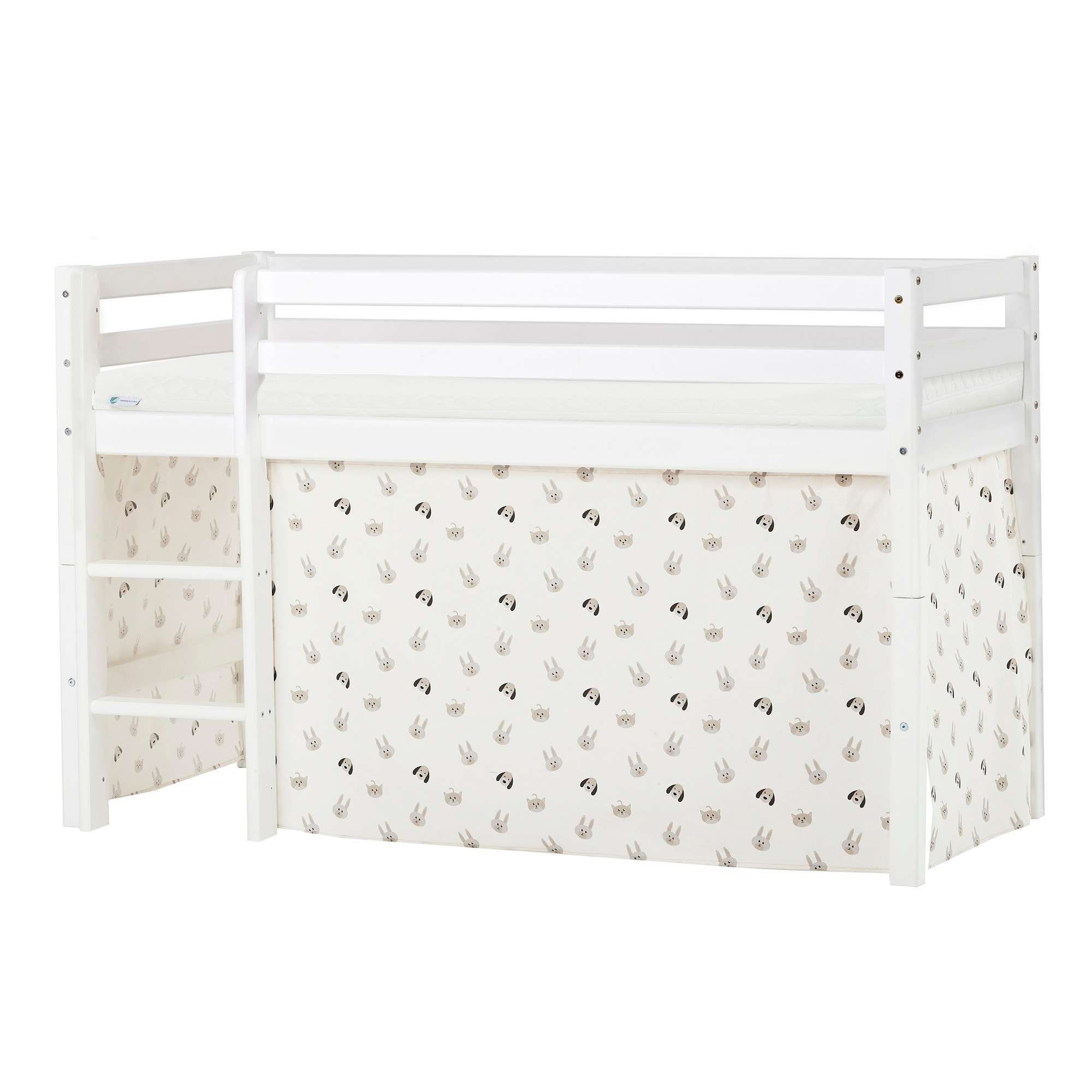 Hoppekids Hoogslaper ECO Dream, kinderbed, speelbed, halfhoog bed van massief hout hoogslapers maat 81 cm x 168 cm x 105 cm beige