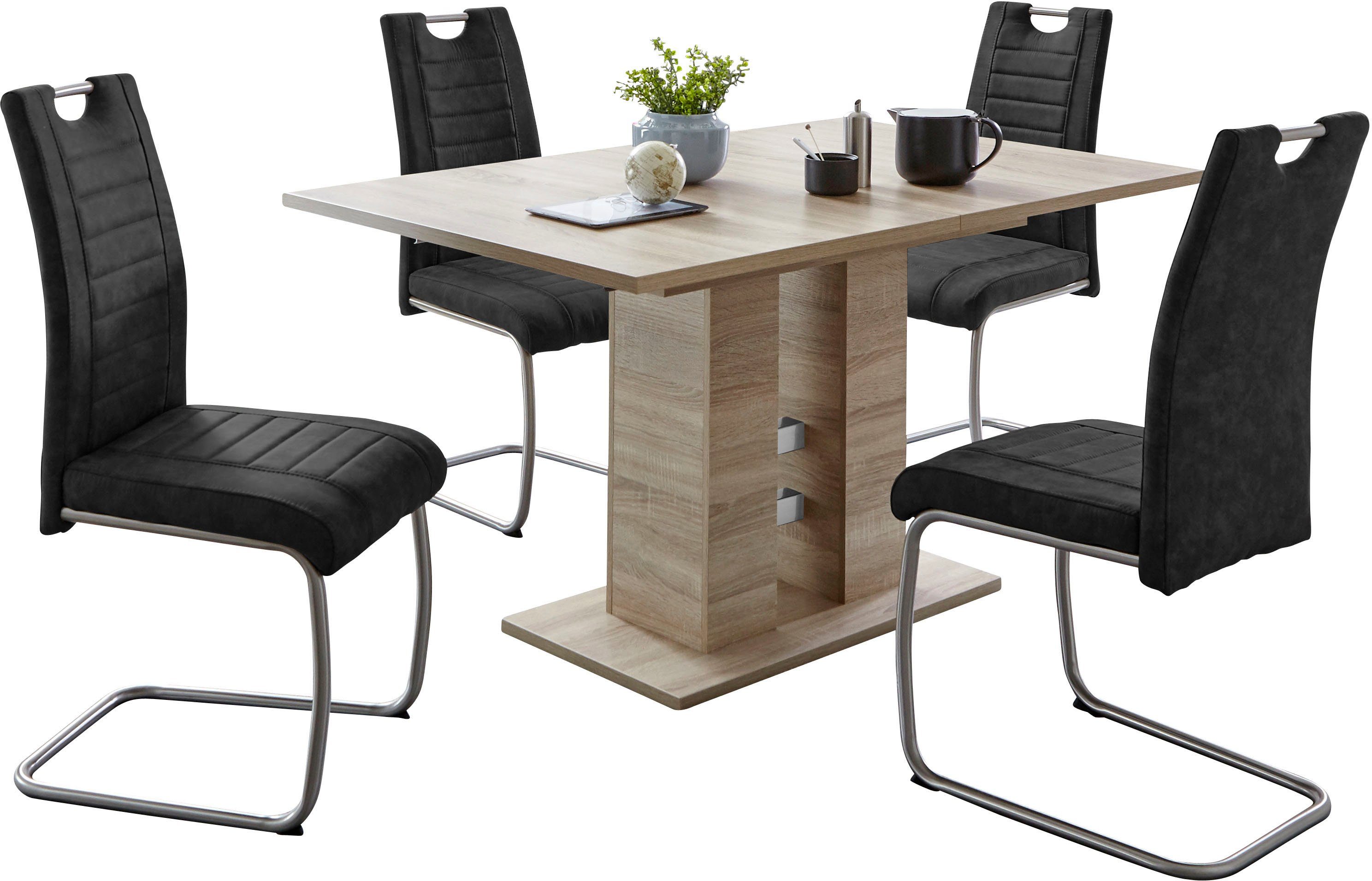 HELA Eethoek Ulla uittrekbaar 140 - 220 cm, edelstaal, 140 kg belastbaar (set, 5-delig)