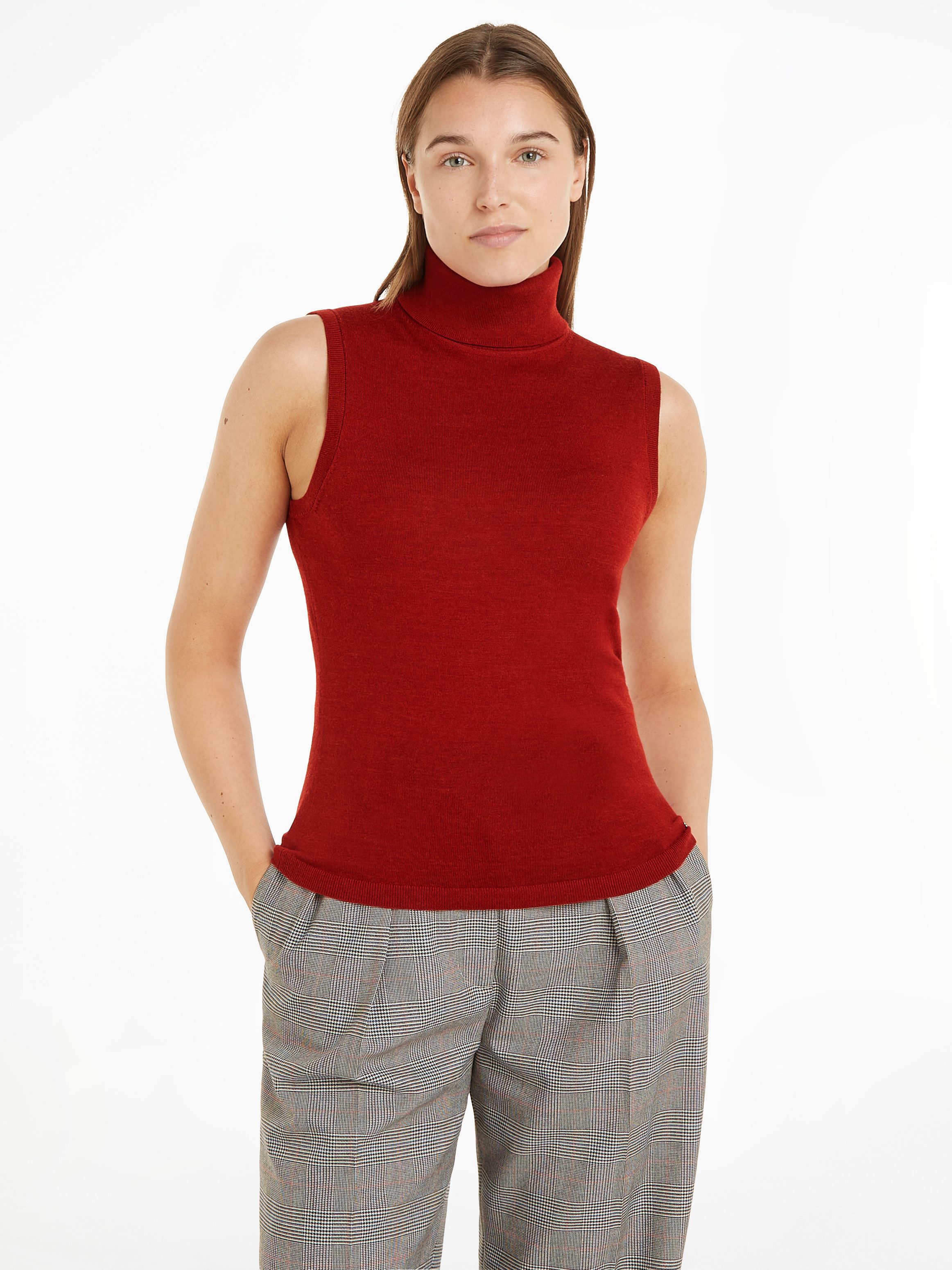 Tommy Hilfiger Gebreide trui MERINO SLEEVELESS SWT TANK met tommy hilfiger merklabel