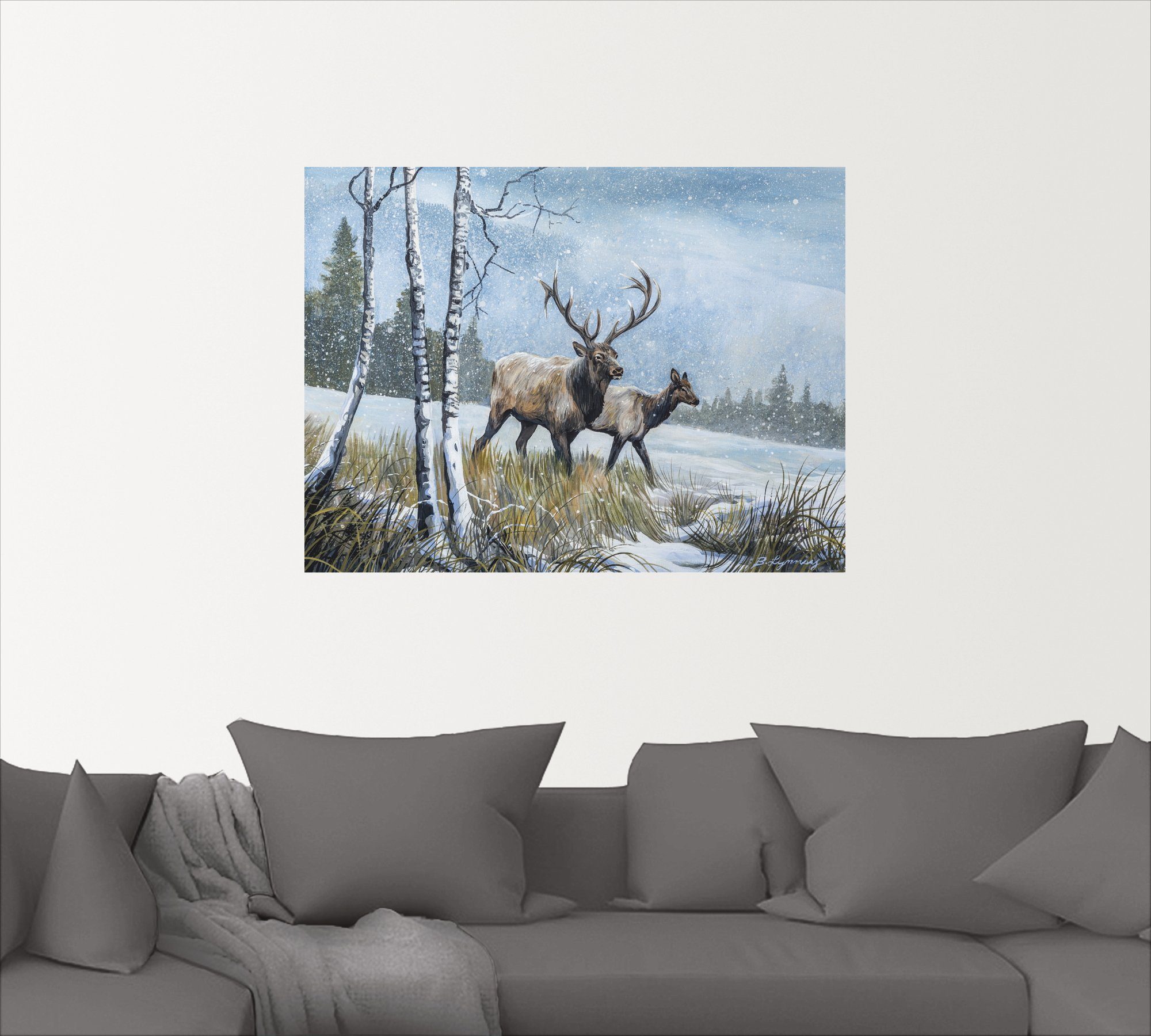 Artland Poster Edelhert reis IV als artprint van aluminium, artprint op linnen, muursticker of poster in verschillende maten