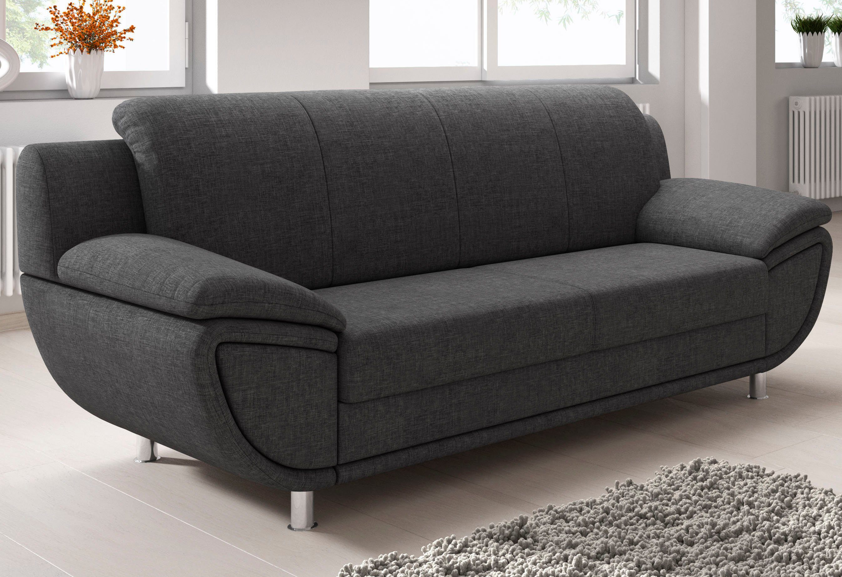 TRENDMANUFAKTUR 3-zitsbank Rondo II tijdloos en comfortabel, naar keuze met comfortabele binnenvering, met extra brede armleuningen