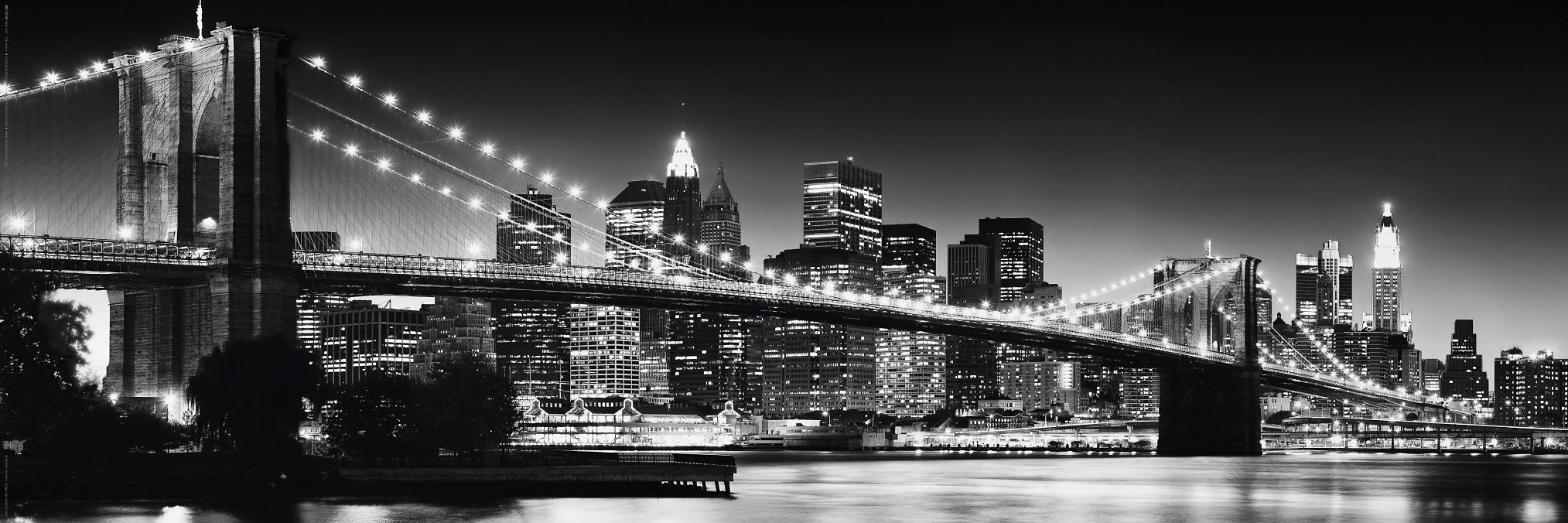 Reinders! Wanddecoratie New York - Brooklyn Bridge black &