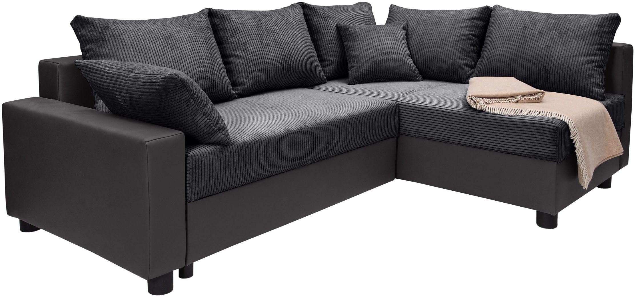 COLLECTION AB Hoekbank Parma L-vorm met slaapfunctie en bedlade, inclusief kussens, bonell-federkern