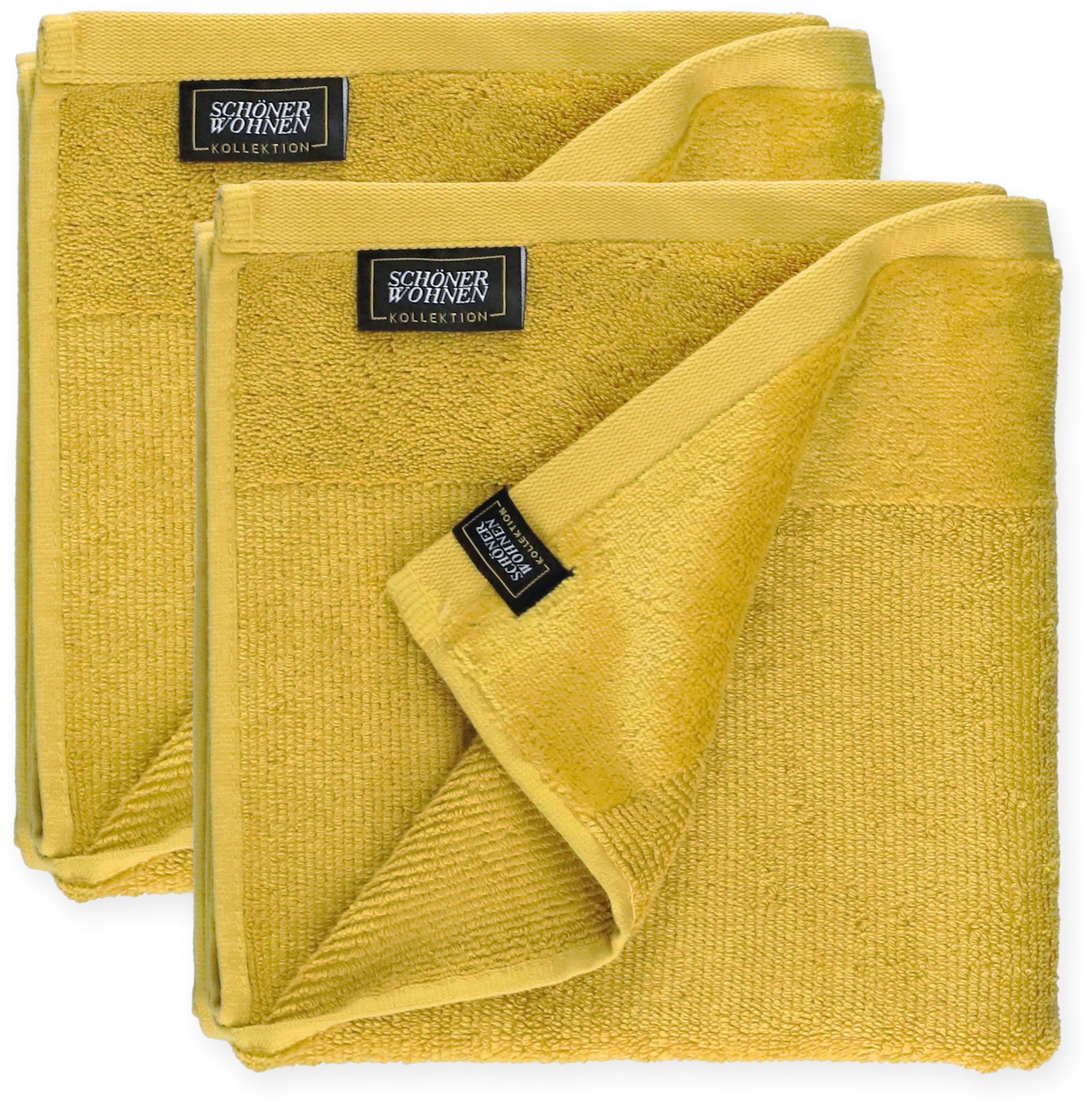 SCHÖNER WOHNEN-KOLLEKTION Handdoeken Sense met veloursrand, huidvriendelijke airtouch kwaliteit, super zacht (2 stuks) handdoeken maat - geel