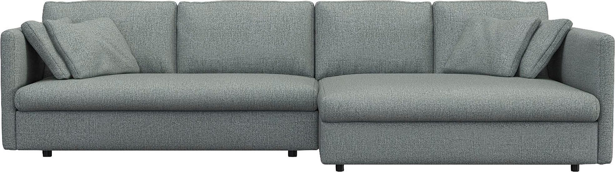 FLEXLUX Hoekbank Lovane Zacht en zeer comfortabel, grote zitdiepte op koudschuim, inclusief sierkussen blauw, hoekbanken, Bouclé, Chaiselongue rechts