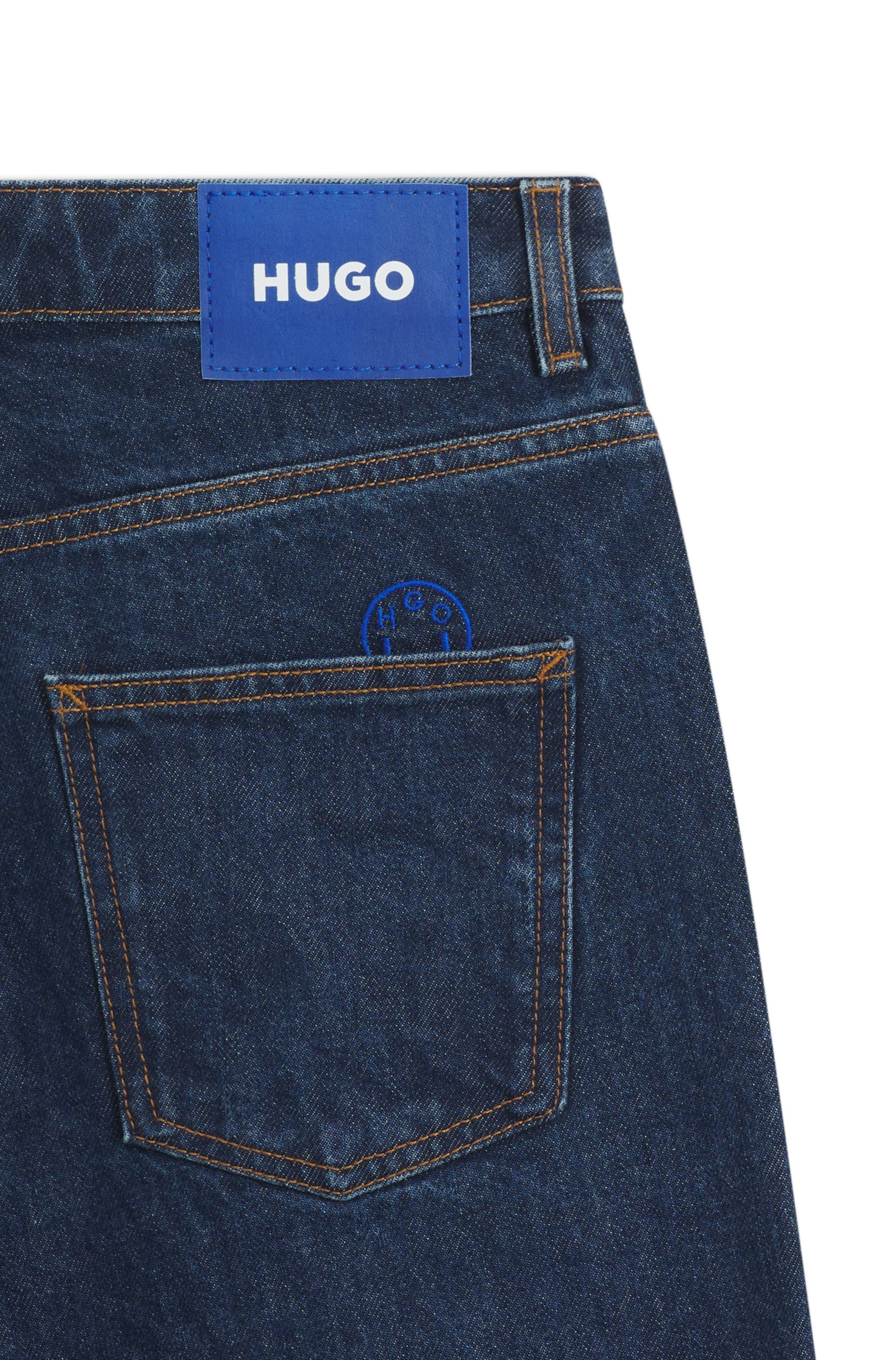 HUGO Blue Relax fit jeans Leni met kenmerkende borduurwerk