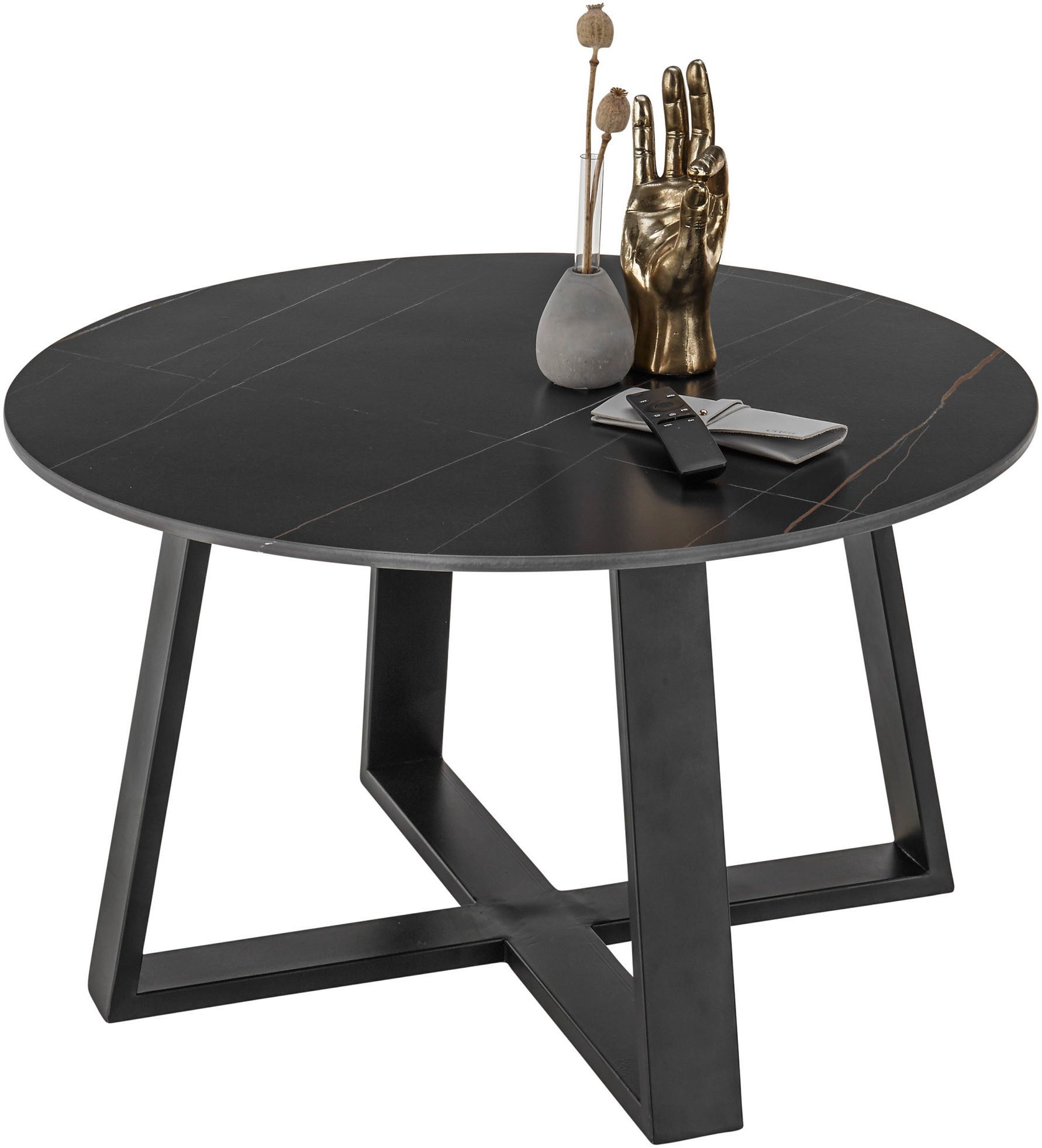 OTTO Stolkom Salontafel Tanea salontafel keramiek rond zwart gemarmerd BxHxD 110x40x70 cm salon- & bijzettafels zwart