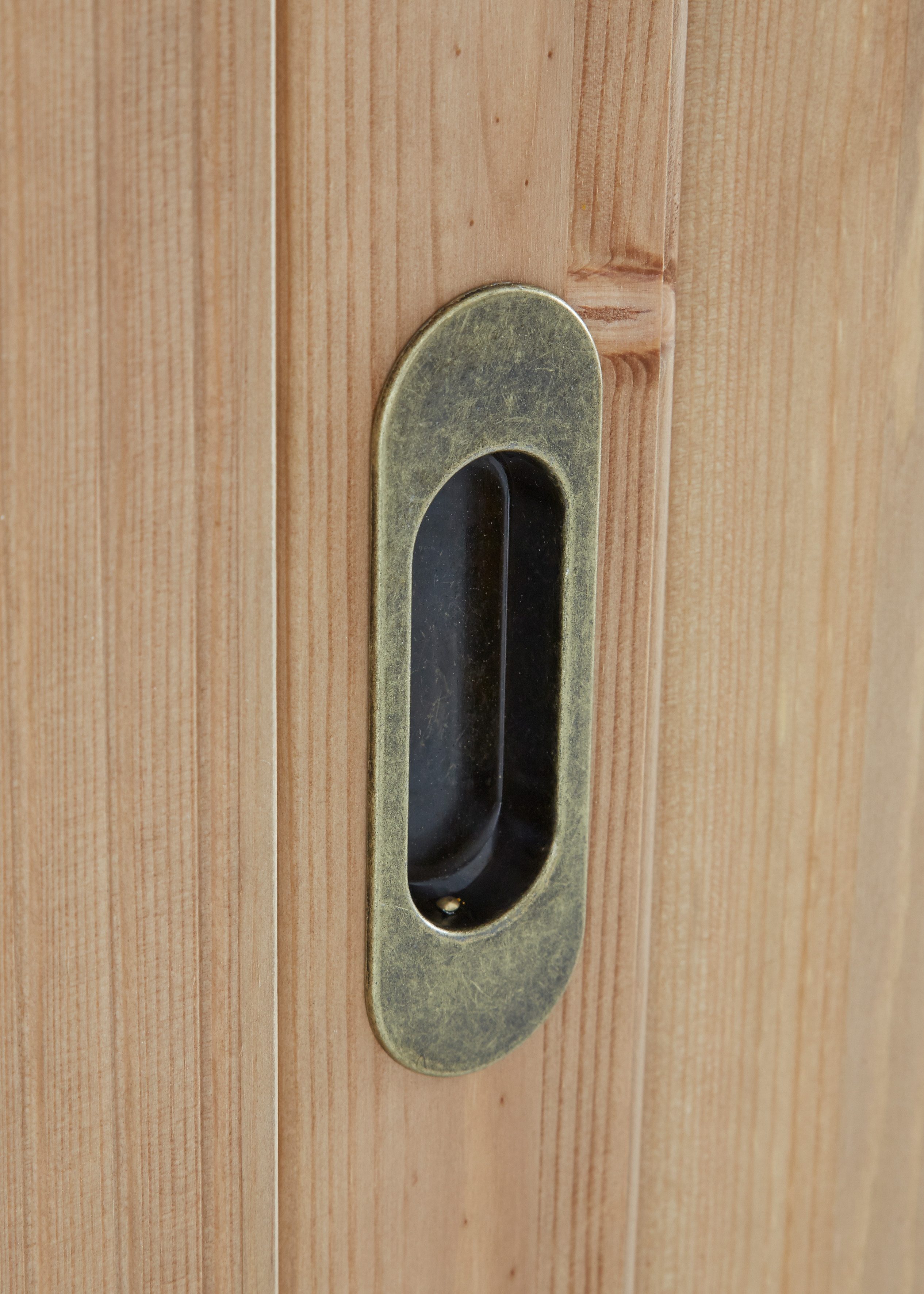 Home affaire Schuifdeurkast Konrad, landelijke stijl, rustiek, met lades + spiegel, kassettes massief dennenhout, fsc®-gecertificeerd, messing handgrepen, verschillende varianten