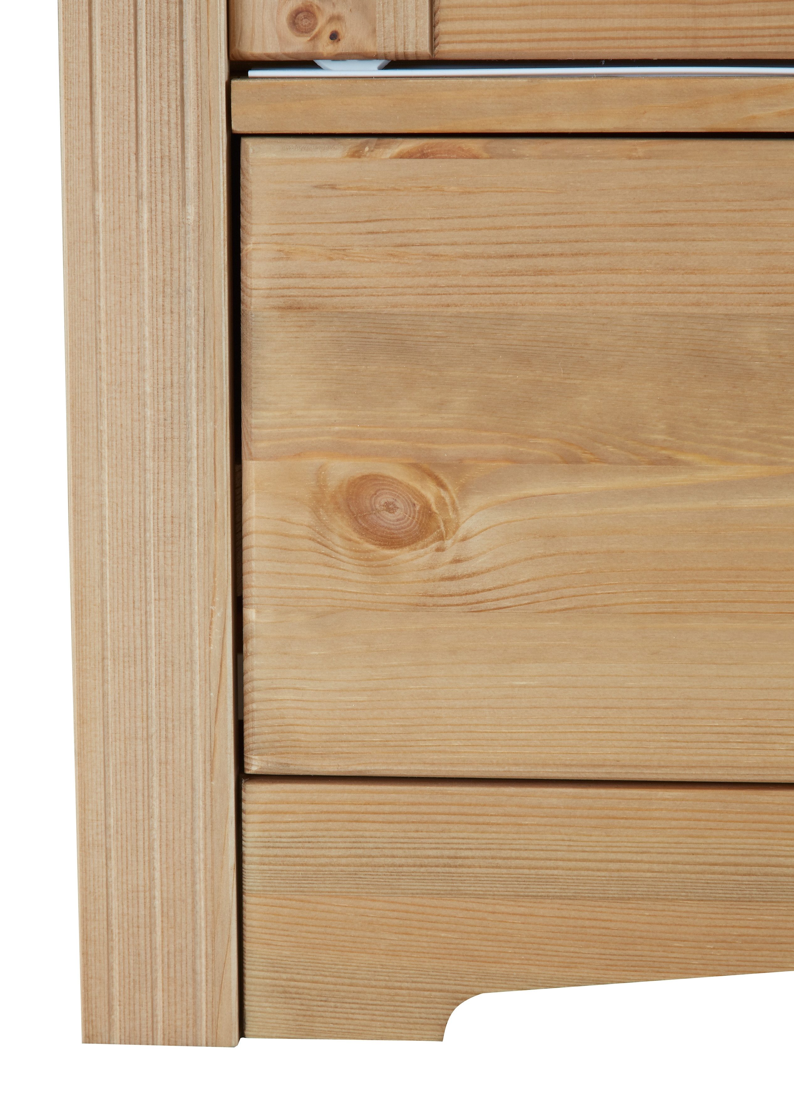 Home affaire Schuifdeurkast Konrad, landelijke stijl, rustiek, met lades + spiegel, kassettes massief dennenhout, fsc®-gecertificeerd, messing handgrepen, verschillende varianten