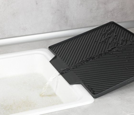 WENKO Afdruipmat Model Nelia met afvoergestel zwart, hellend oppervlak voor optimale waterafvoer