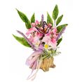 i.ge.a. kunstplant orchideen, madeliefjes, vlinder en boog in de pan in hout-look onechte deco kunstbloemen paasdecoratie voorjaarsdecoratie tafeldecoratie voorjaar floristik bloemdecoratie (1 stuk) roze