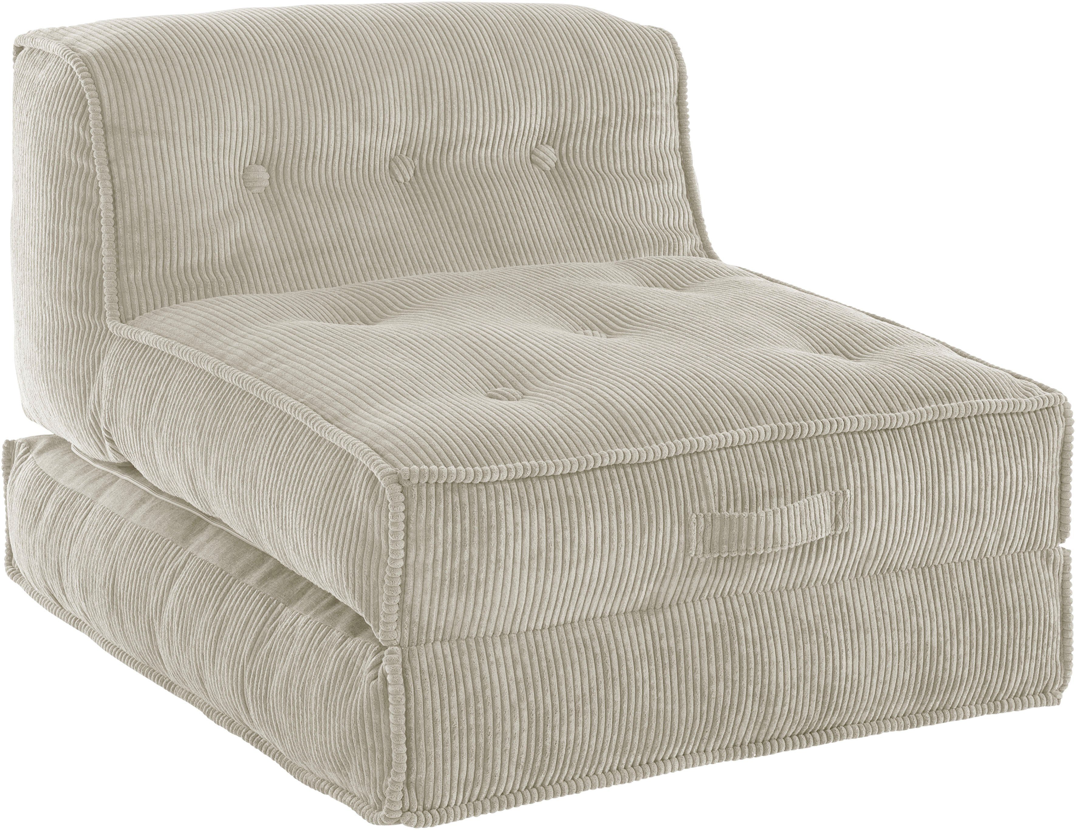 INOSIGN Fauteuil Pia Loungestoel van corduroy, in 2 maten, poef-functie.