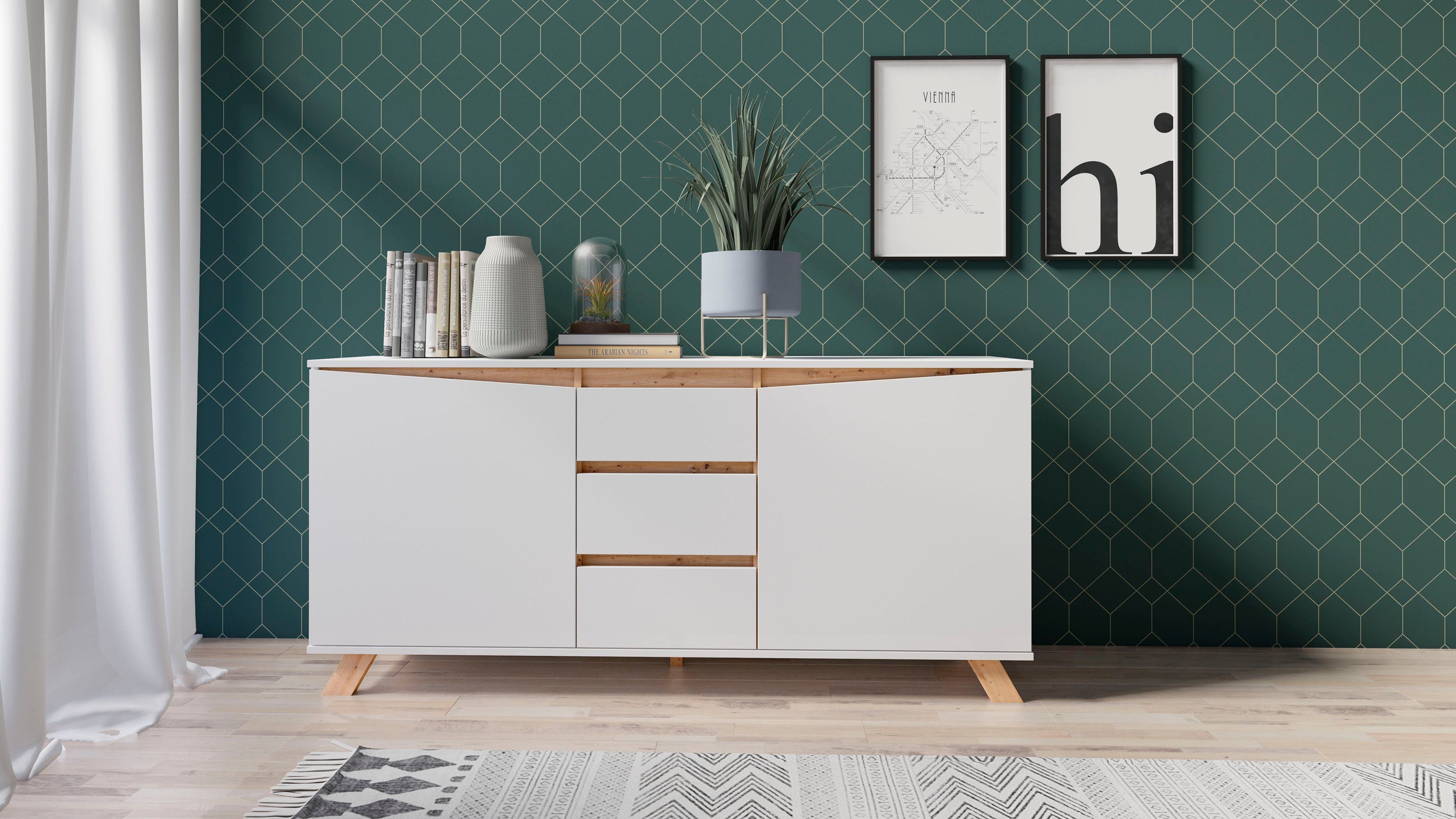 Homexperts Dressoir Vicky , breedte 160 cm of 180 cm, in matwit