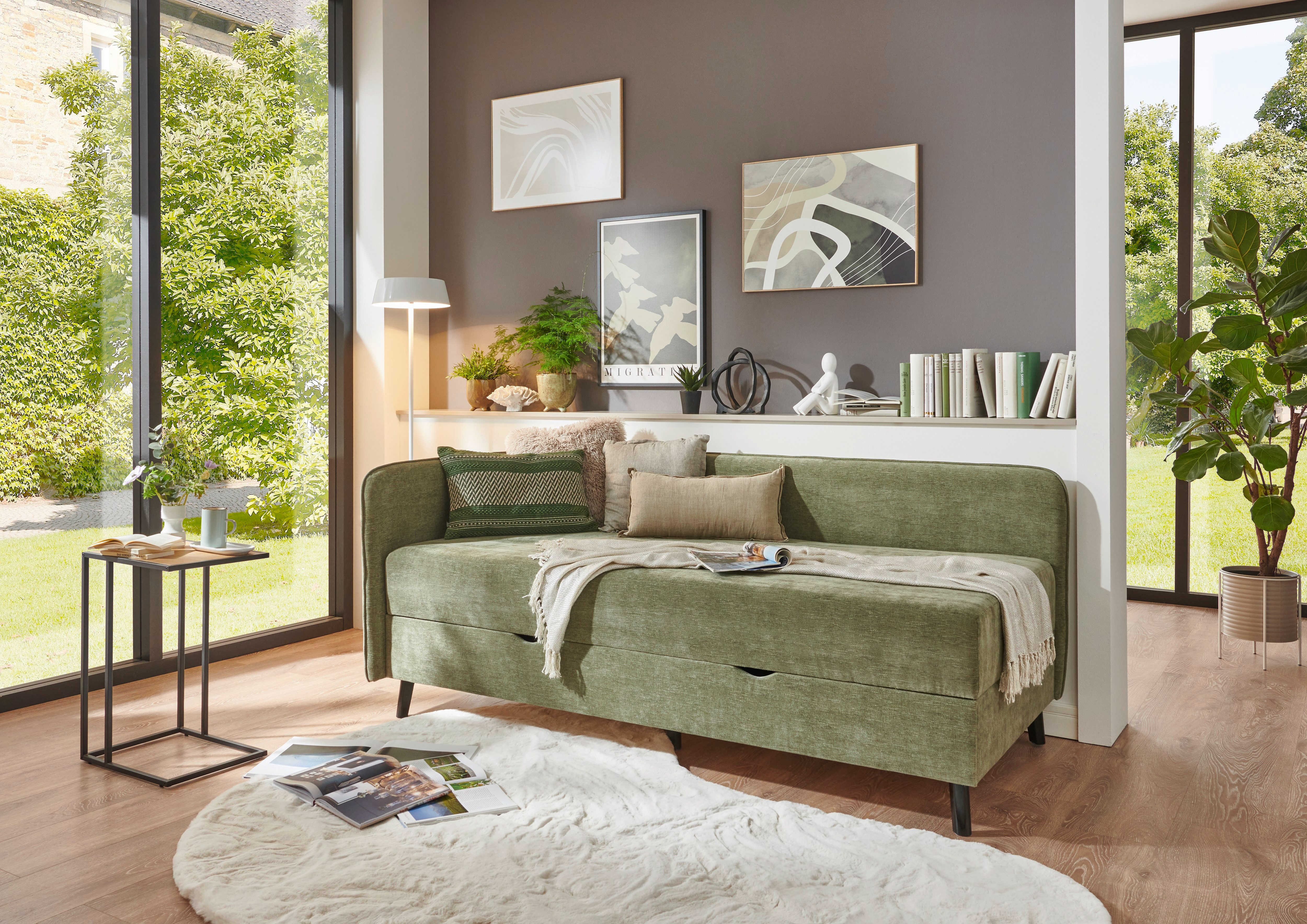 meise.möbel Bed KIRUNA incl. matras en bedlade, verkrijgbaar in de maten 90, 120, 140 cm groen, slaapbanken, 140 cm x 200 cm