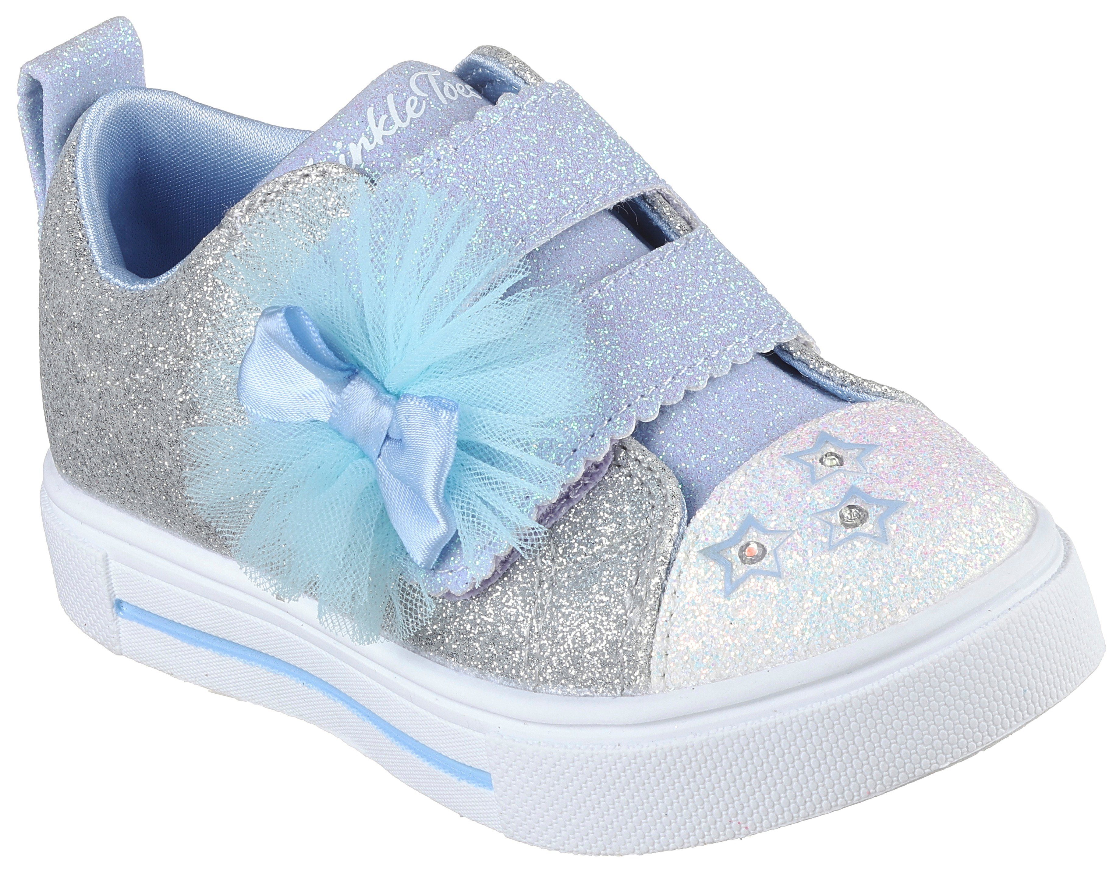 Skechers Babyschoentjes TWINKLE SPARKS GLITTER GEMS Klittenbandschoen sneaker knipperschoen feestdag schoen met schattige strik