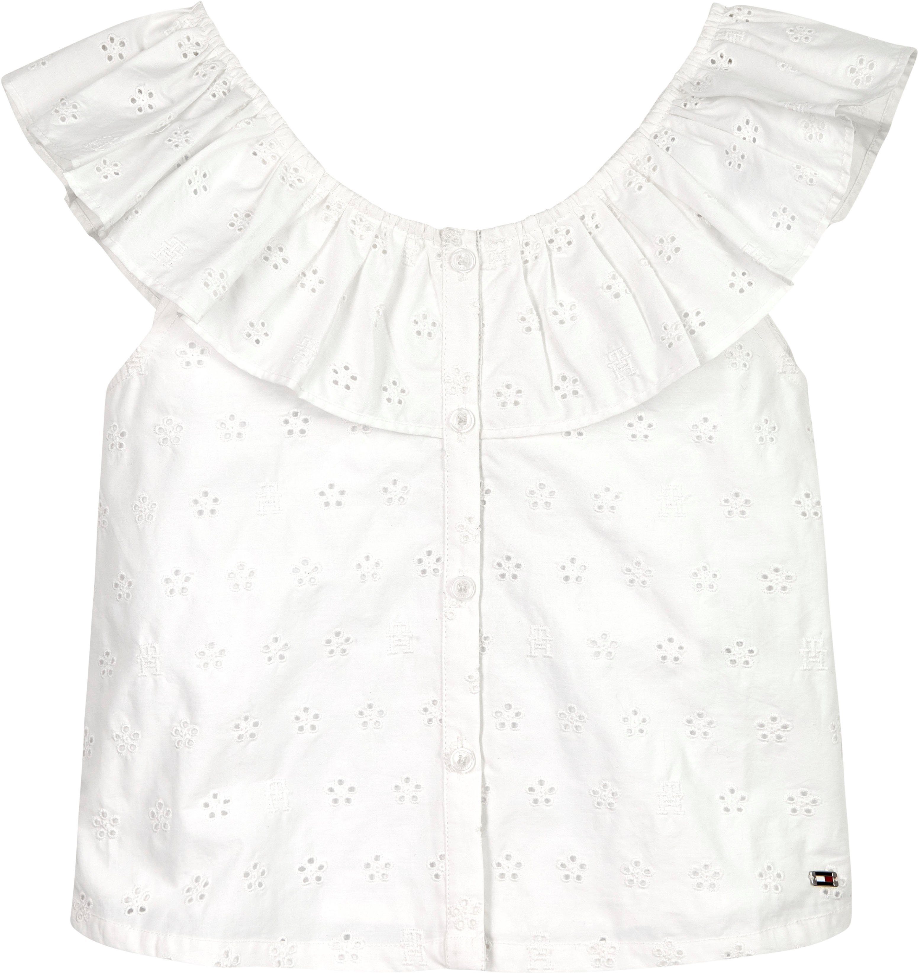 Tommy Hilfiger Babydollshirt BRODERIE ANGLAISE FRILL TOP