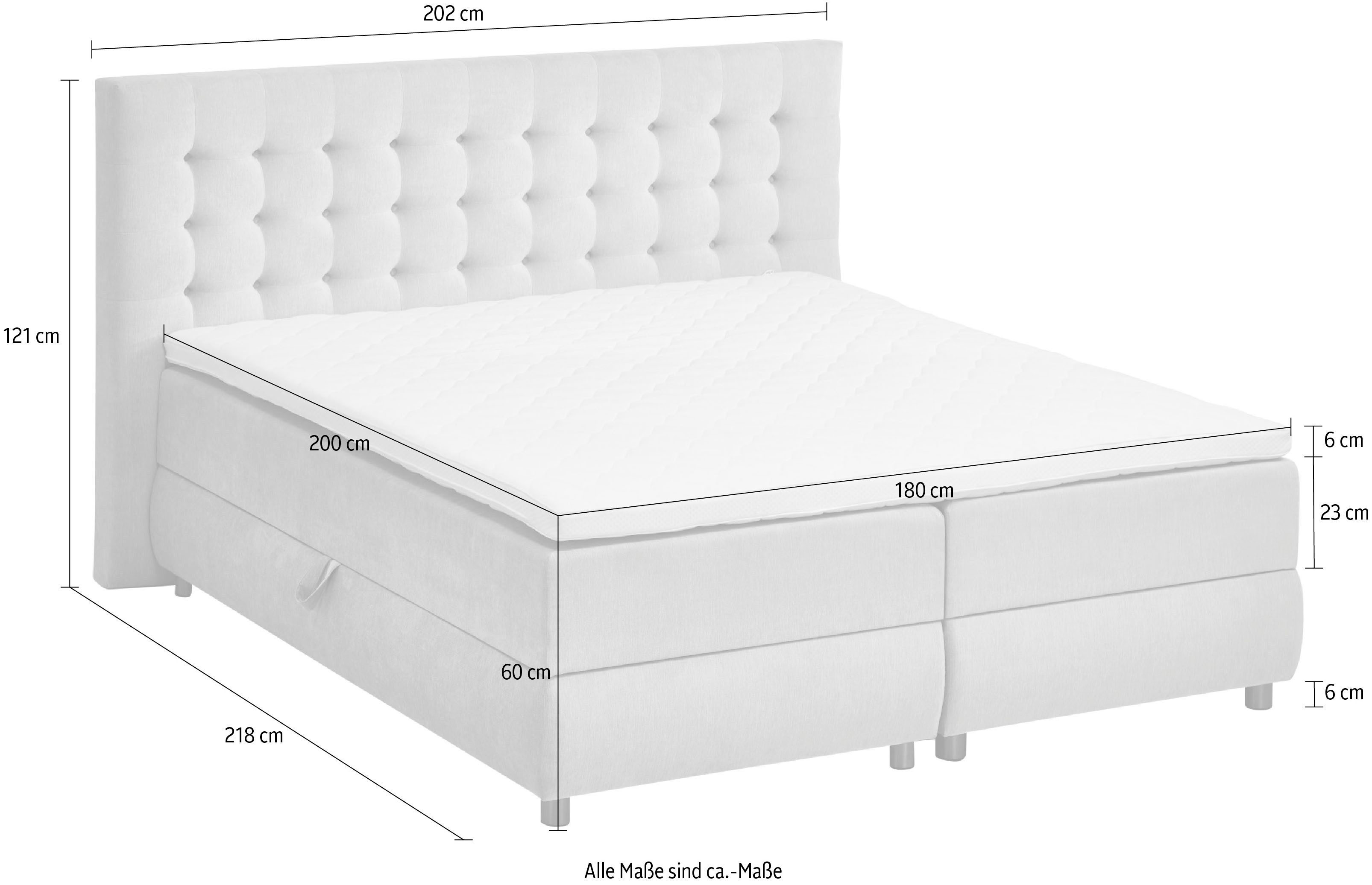 ATLANTIC home collection Boxspring TINA met bedkist en topmatras, ook in extra lang