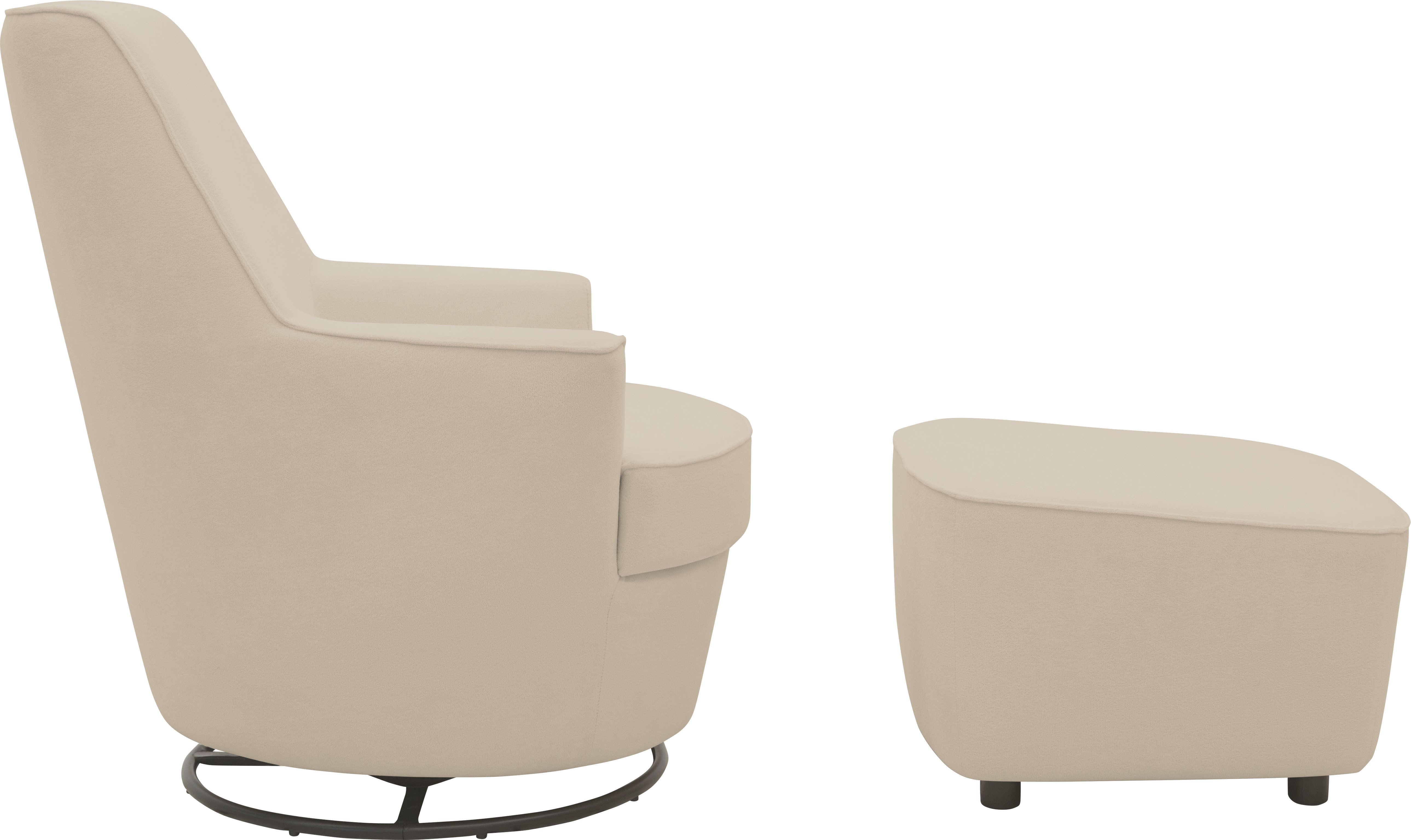INOSIGN Draaibare fauteuil Hetty, draaistoel met kantelfunctie en poef, leesstoel, armstoel (set, 2 stuks)