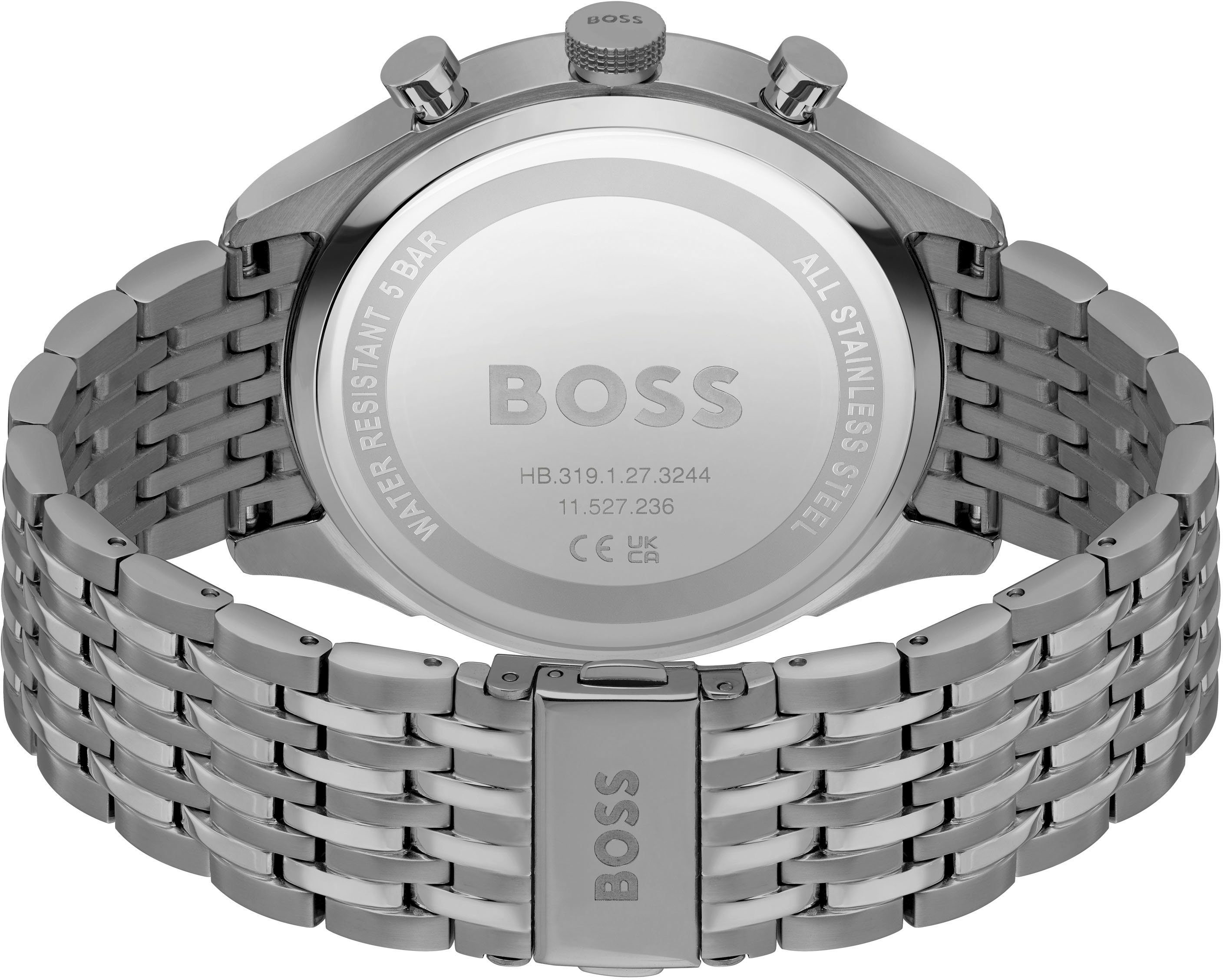 Boss Chronograaf Gregor Quartzhorloge, herenhorloge, horloge, stopwatchfunctie, roestvrijstalen band