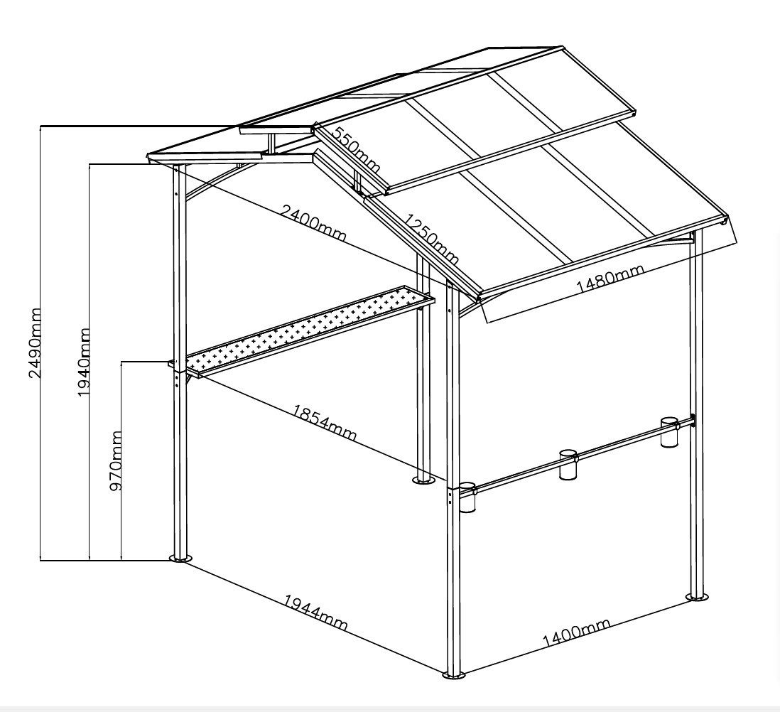 KONIFERA Barbecue-overkapping Manhatten Bxd: 240x150 cm