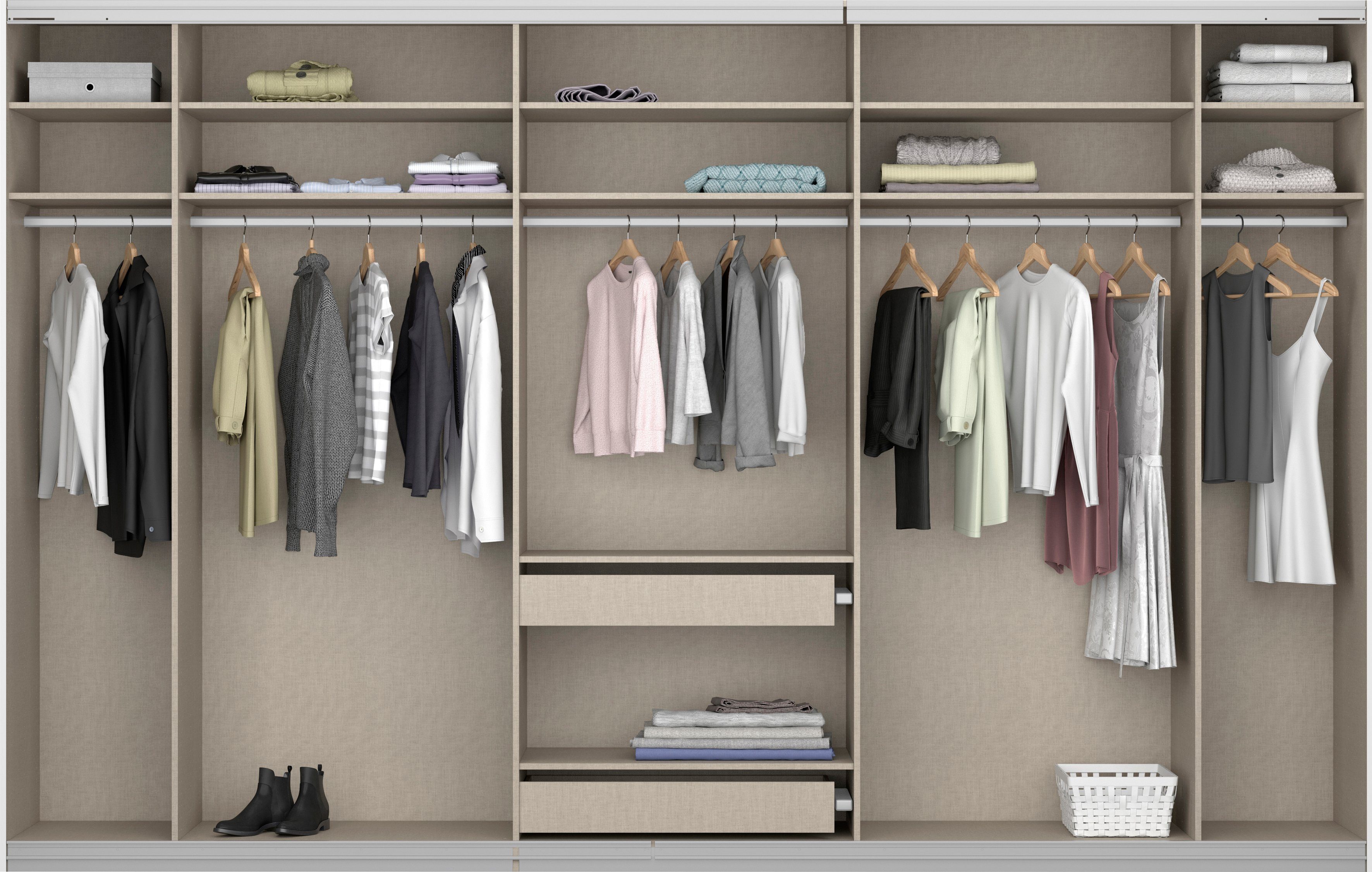 rauch Zweefdeurkast Kledingkast kast garderobe BESTSELLER KOLUNA met spiegel inclusief 2 binnenladen en extra legplanken made in germany