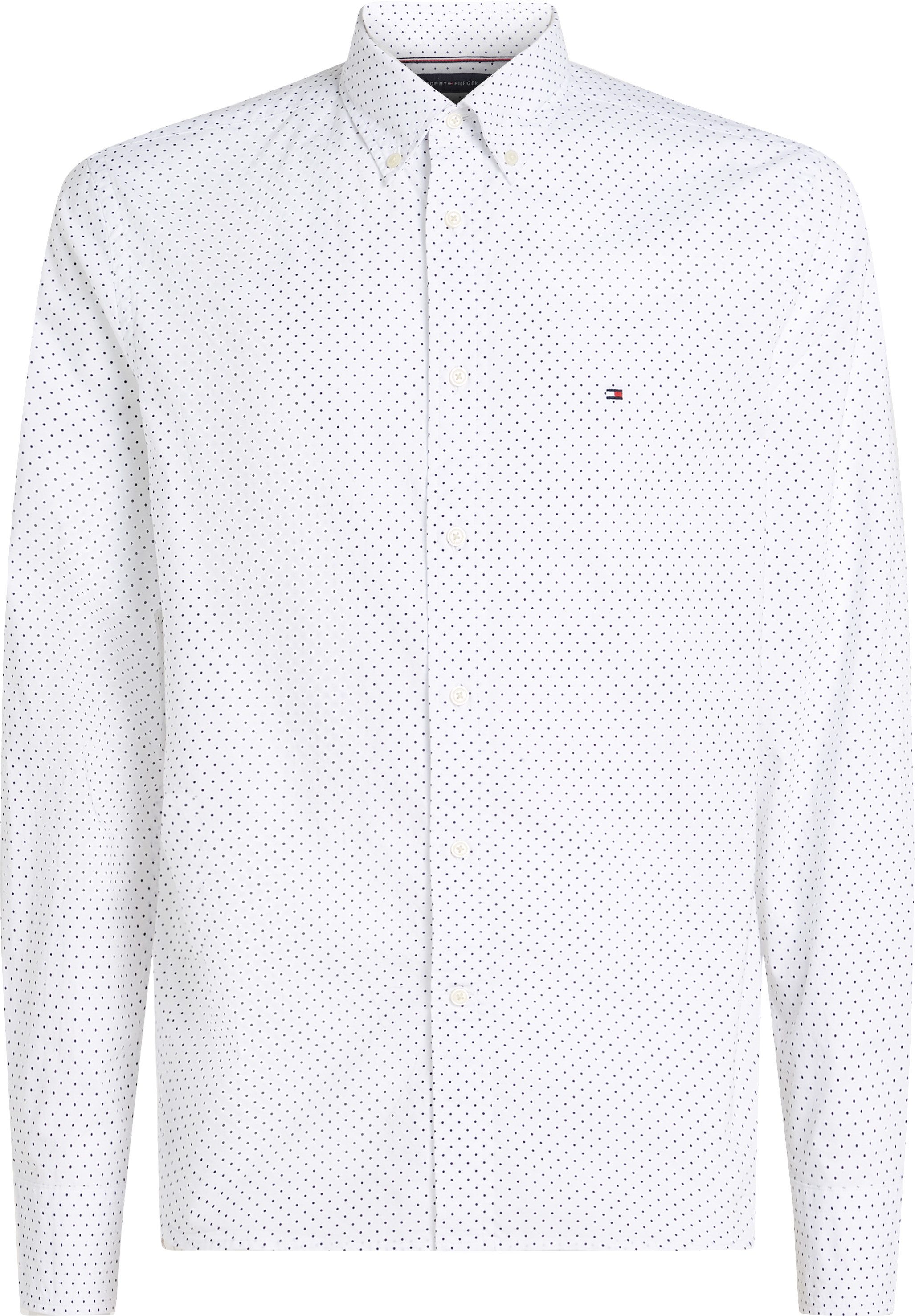 Tommy Hilfiger Overhemd met lange mouwen BT-FLEX POPLIN POLKA DOT S-B in grote maten, logoborduring