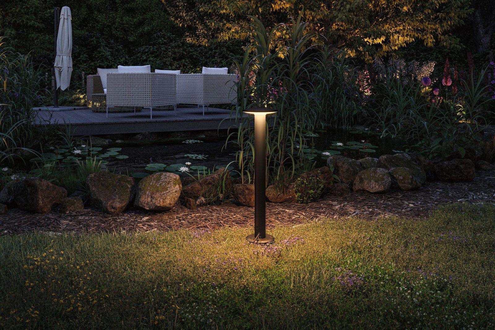 Paulmann Led-bolderlamp Plug & Shine Plaat Enkel lamp IP44 2200K 7W Antraciet (1 stuk)