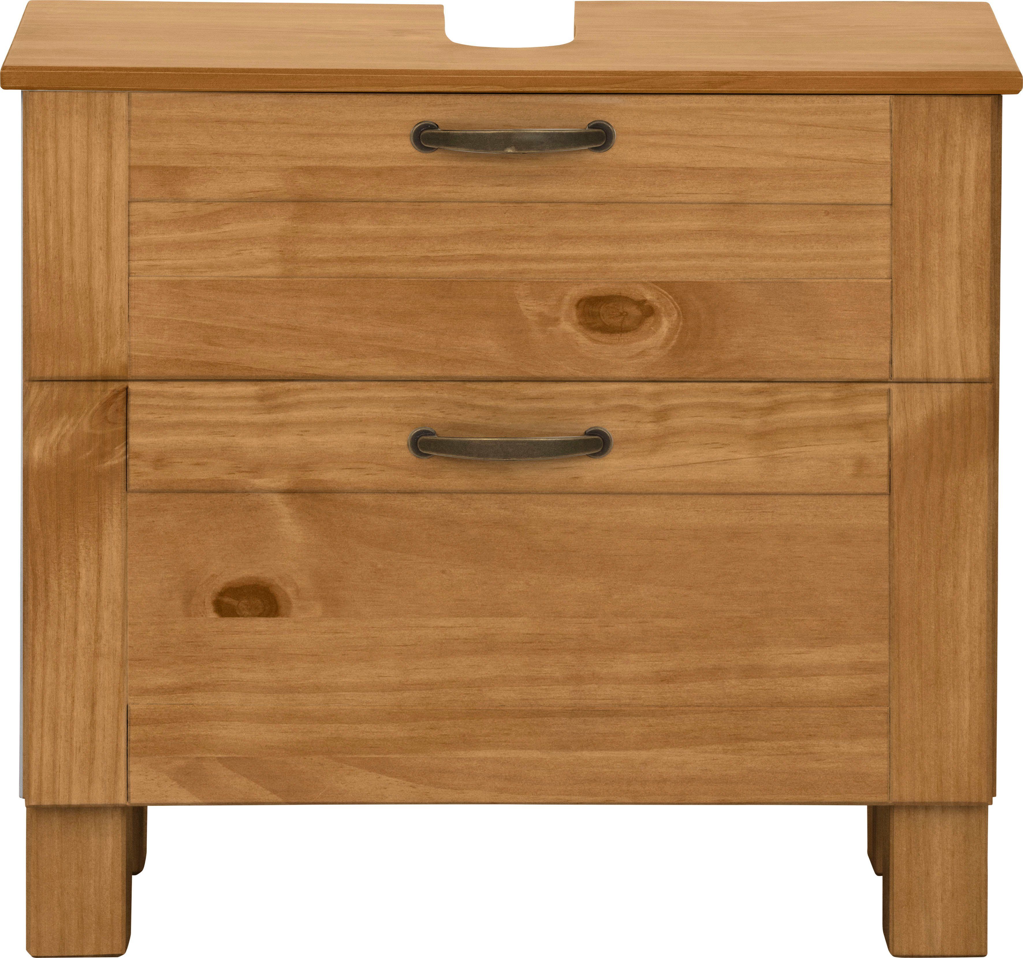 Home affaire Wastafelonderkast Rodby Massief, FSC®-gecertificeerd hout, grepen metaal, breedte 60 cm, hoogte 55 cm