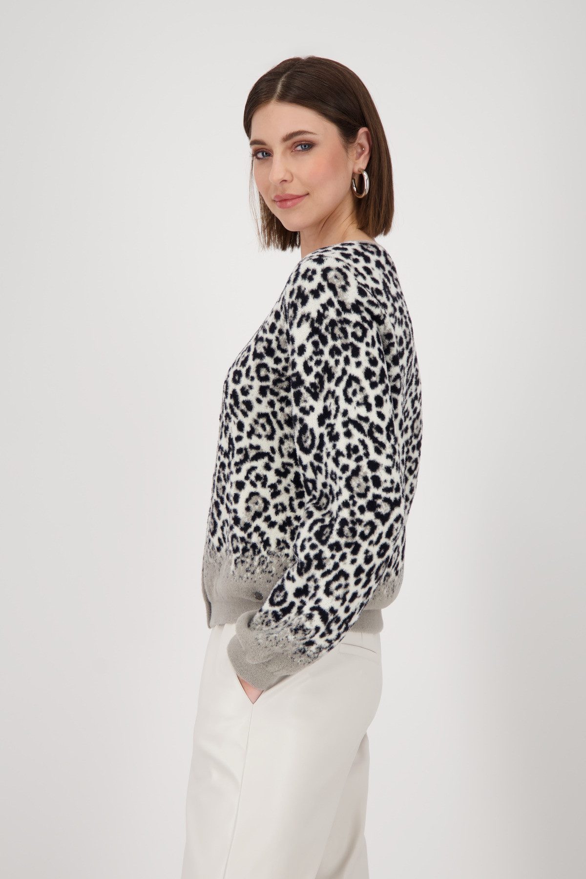 Monari Vest Jas Gebreid Vest Leo