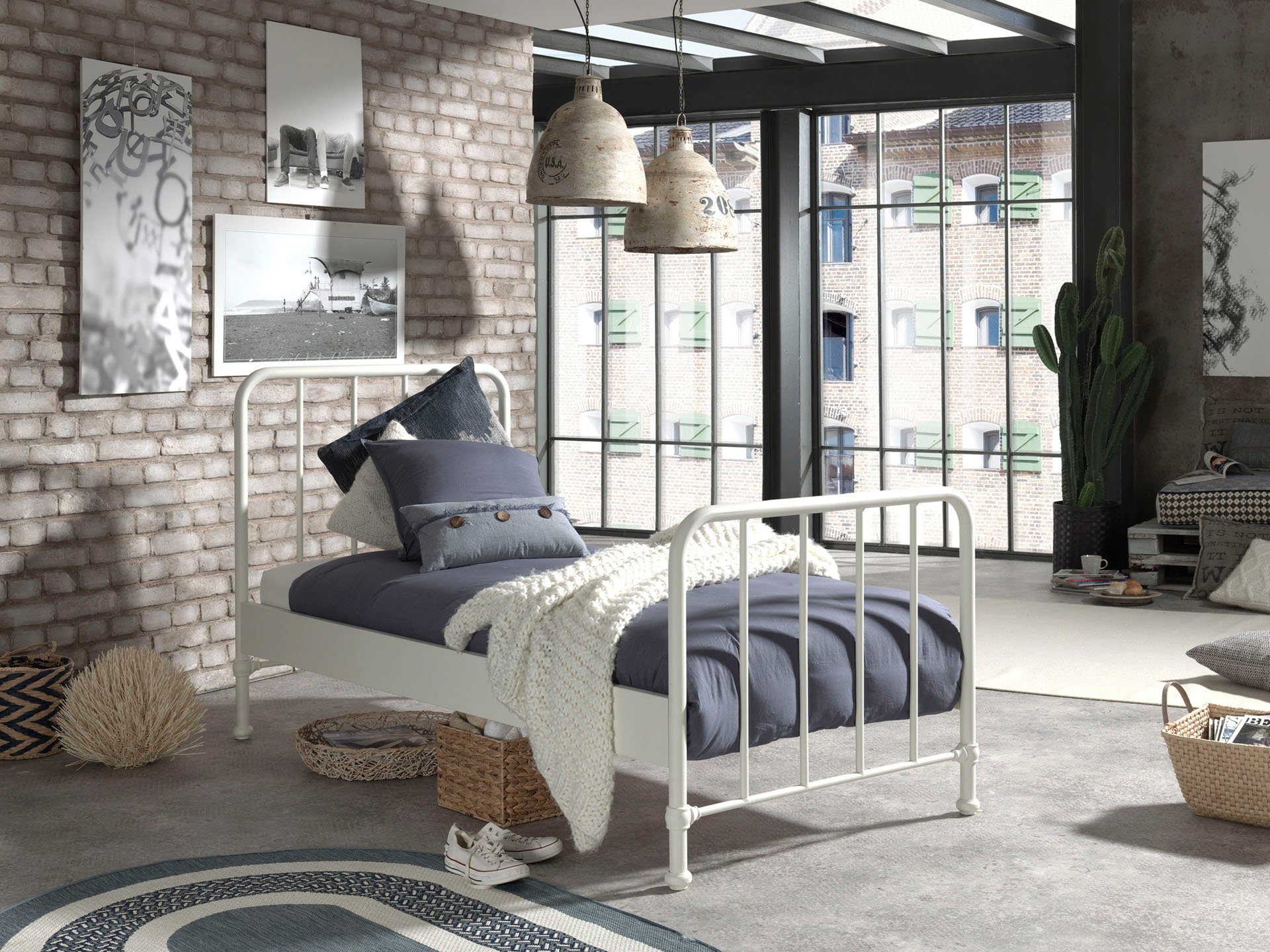 Vipack Kinderbed Bronxx Metalen ledikant eenpersoonsbedden wit