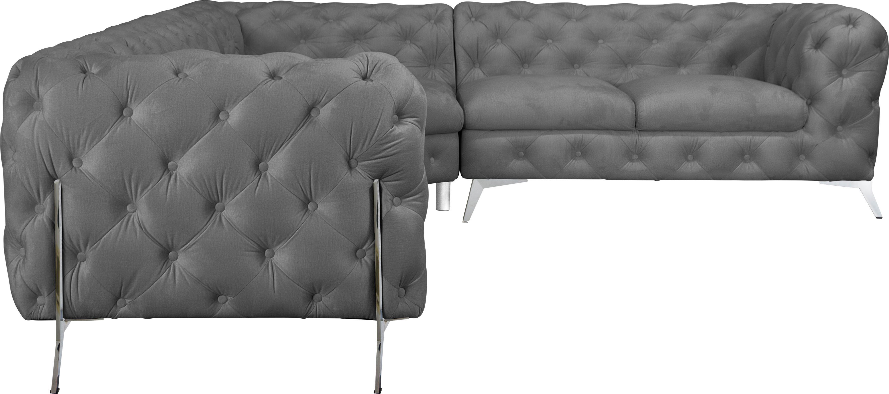 Leonique Chesterfield-bank Amaury L-vorm grote hoekbank, chesterfield-look, breedte 323 cm, kleur van de poten ter keuze