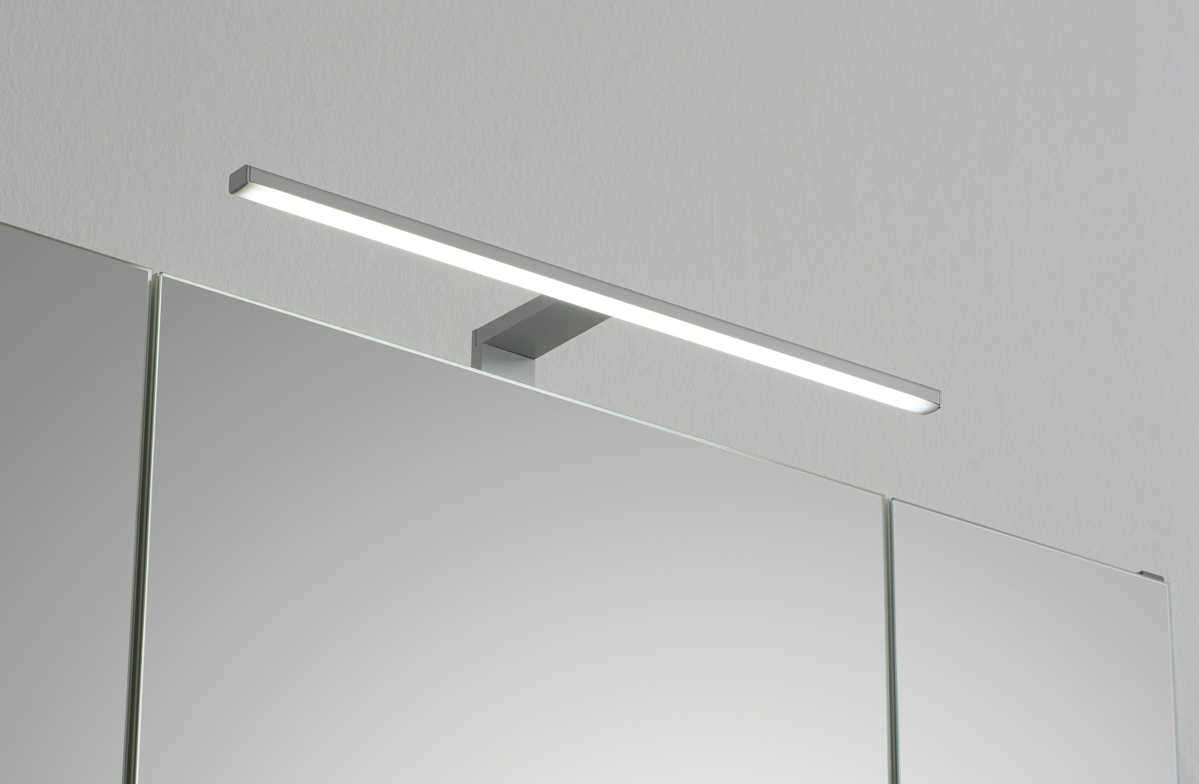 Saphir Badkamerserie Quickset 3-delig, keramische wastafel en LED spiegelkast met halfhoge kast, 2 deuren, 1 nis, 2 laden, inclusief deurdemper (5-delig)