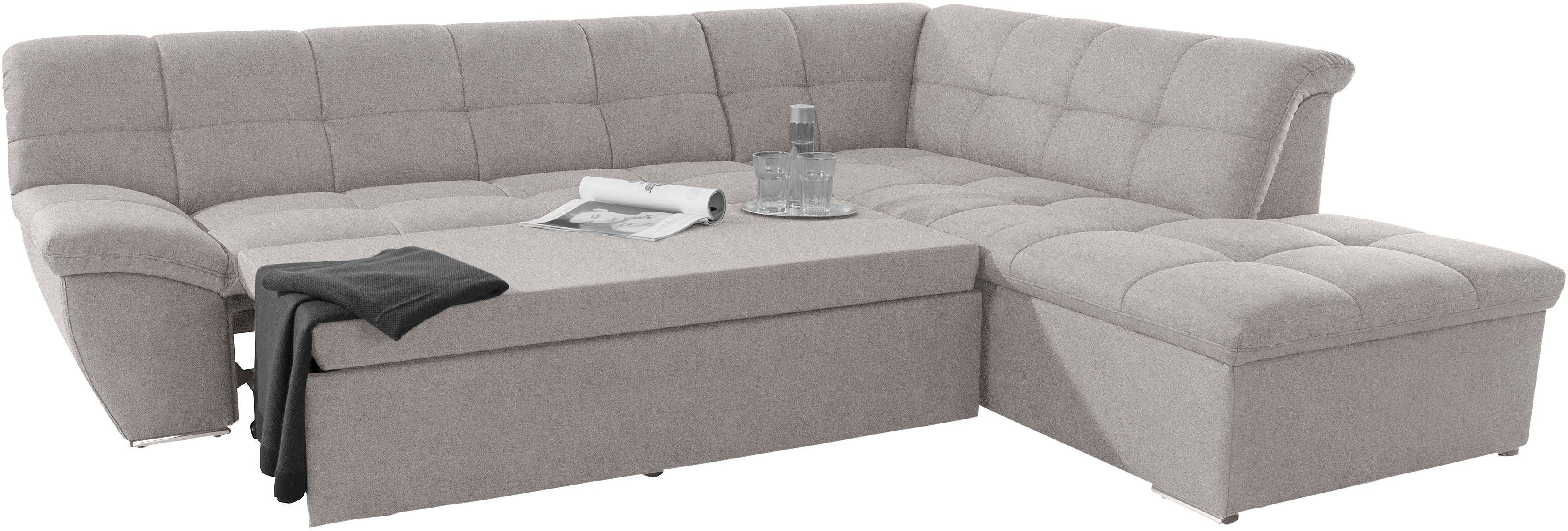 DOMO collection Hoekbank Lagoa, moderne zittingstikking, comfortabel en comfortabel, L-Vorm naar keuze met slaapfunctie, vrij plaatsbaar, grote veelvoud aan kleuren