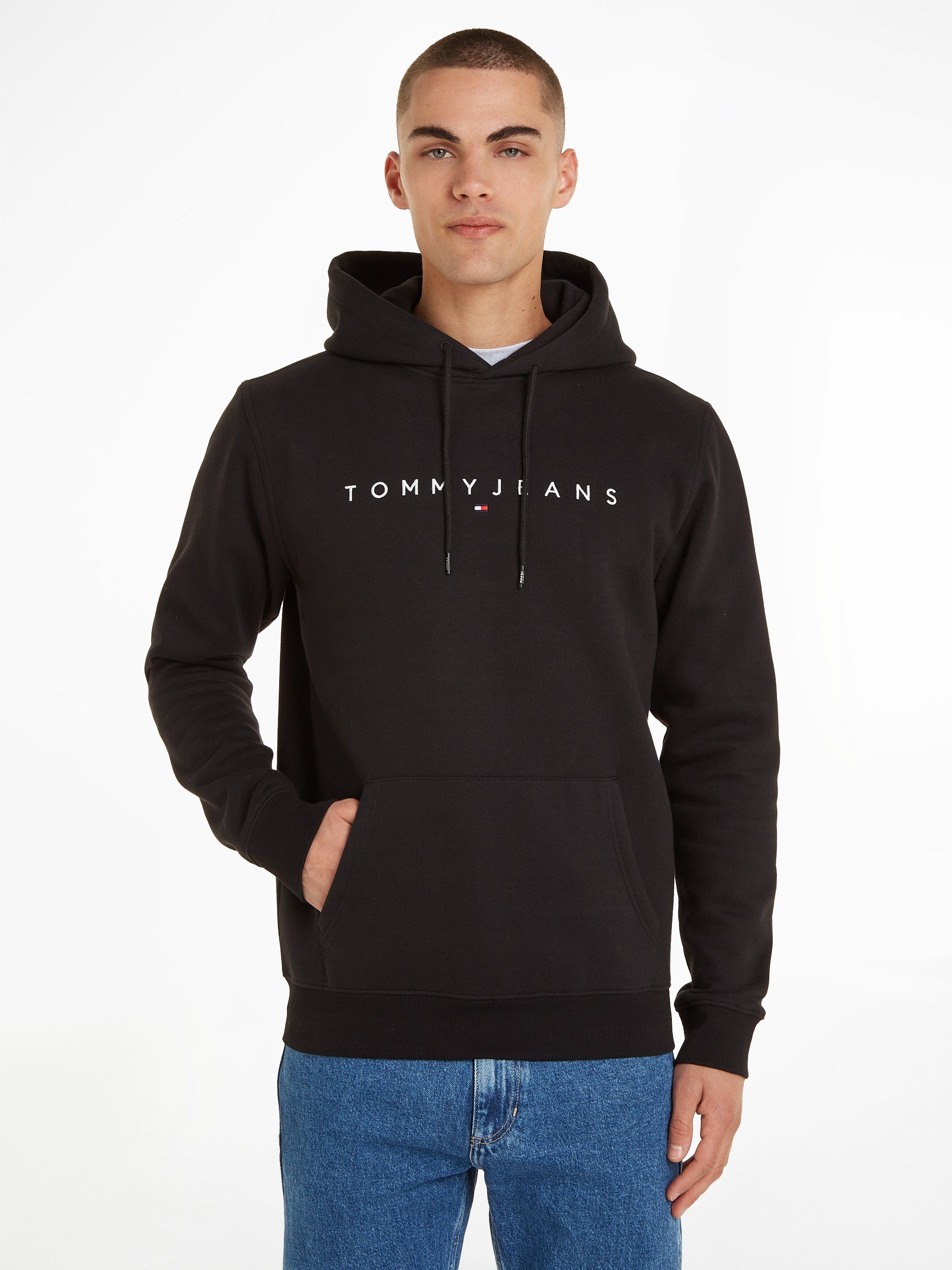 Tommy Jeans Plus Hoodie TJM REG LINEAR LOGO HOODIE EXT heren hoodies maat XXXL zwart