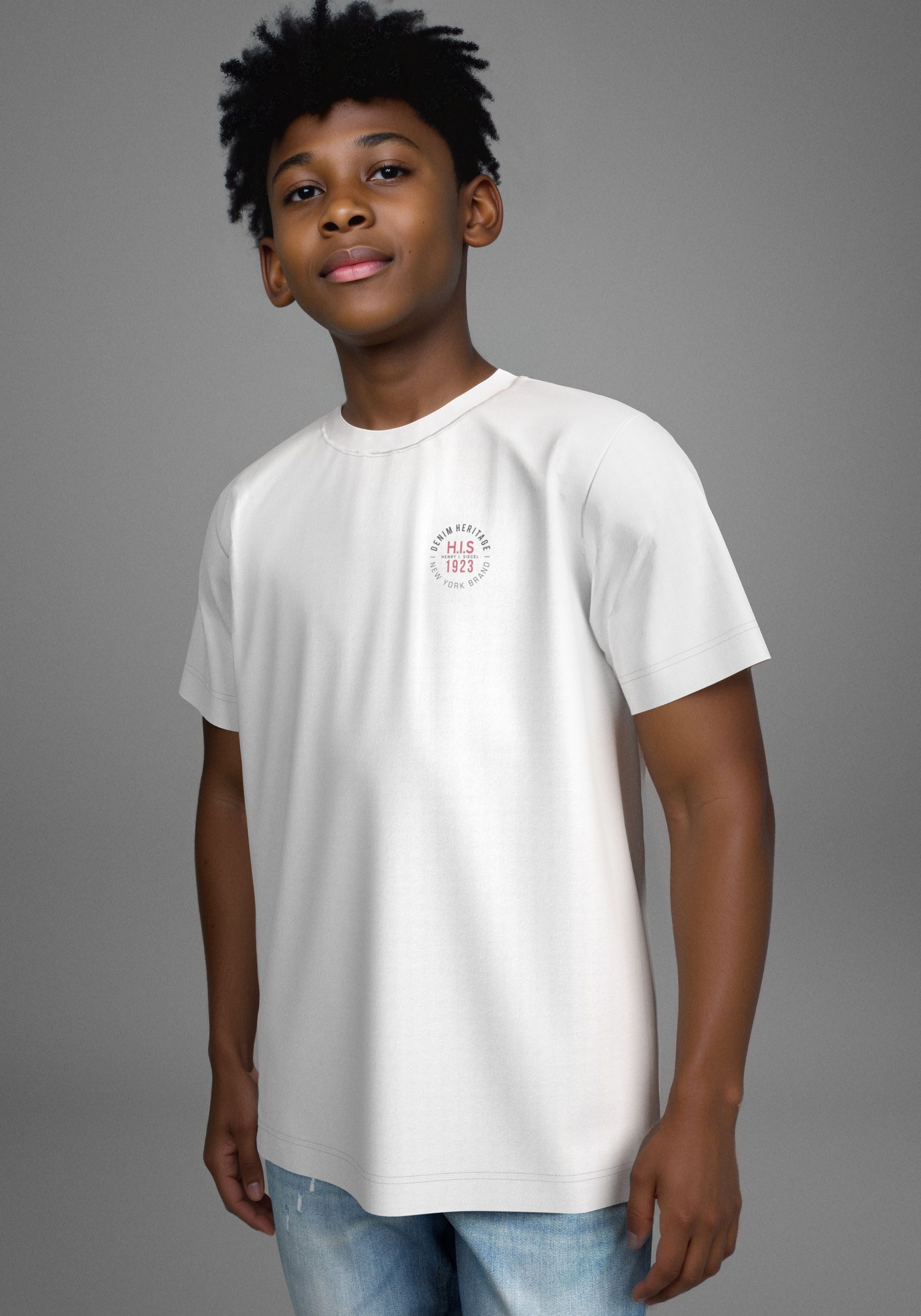 H.I.S T-shirt 2 T-shirts met logo-opdruk (set, 2-delig)