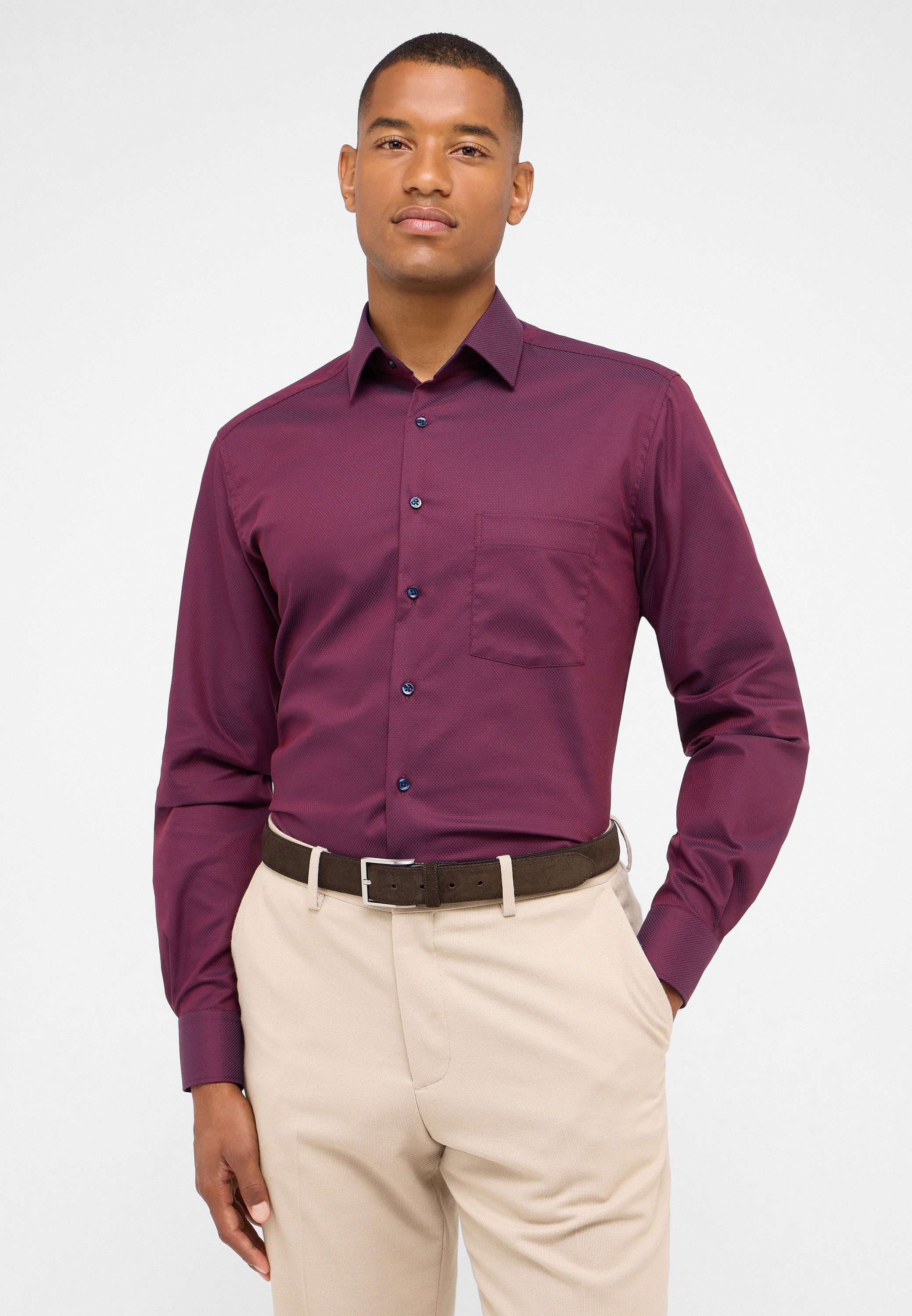 Eterna Overhemd met lange mouwen MODERN FIT NON IRON (strijkvrij) heren overhemden maat 44 rood