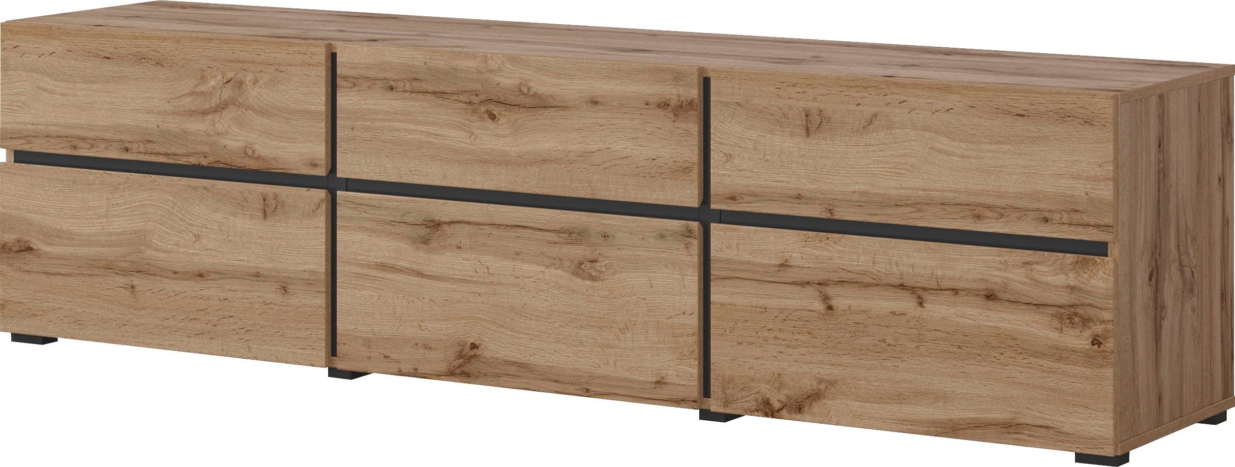 INOSIGN Tv-meubel Cross, moderne greeploze TV-kast,3 kleppen/3 laden Breedte 180 cm, TV-kast met veel bergruimte, TV-board