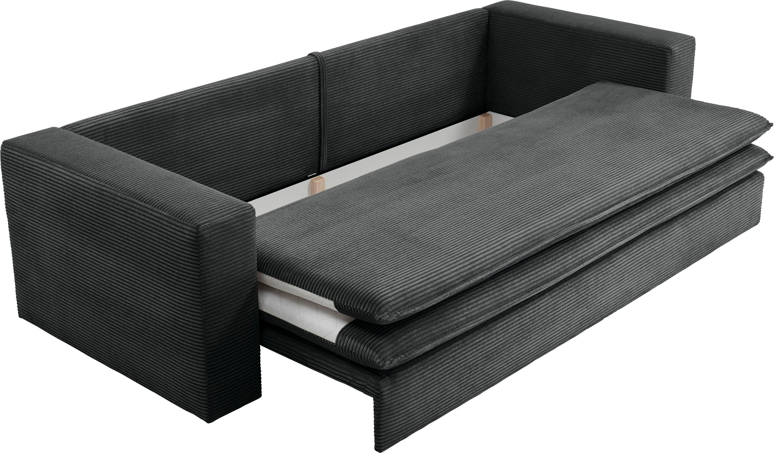 Places of Style 3-zitsbank PIAGGE Cord-bekleding - met slaapfunctie en bedkist, met praktische topmatras