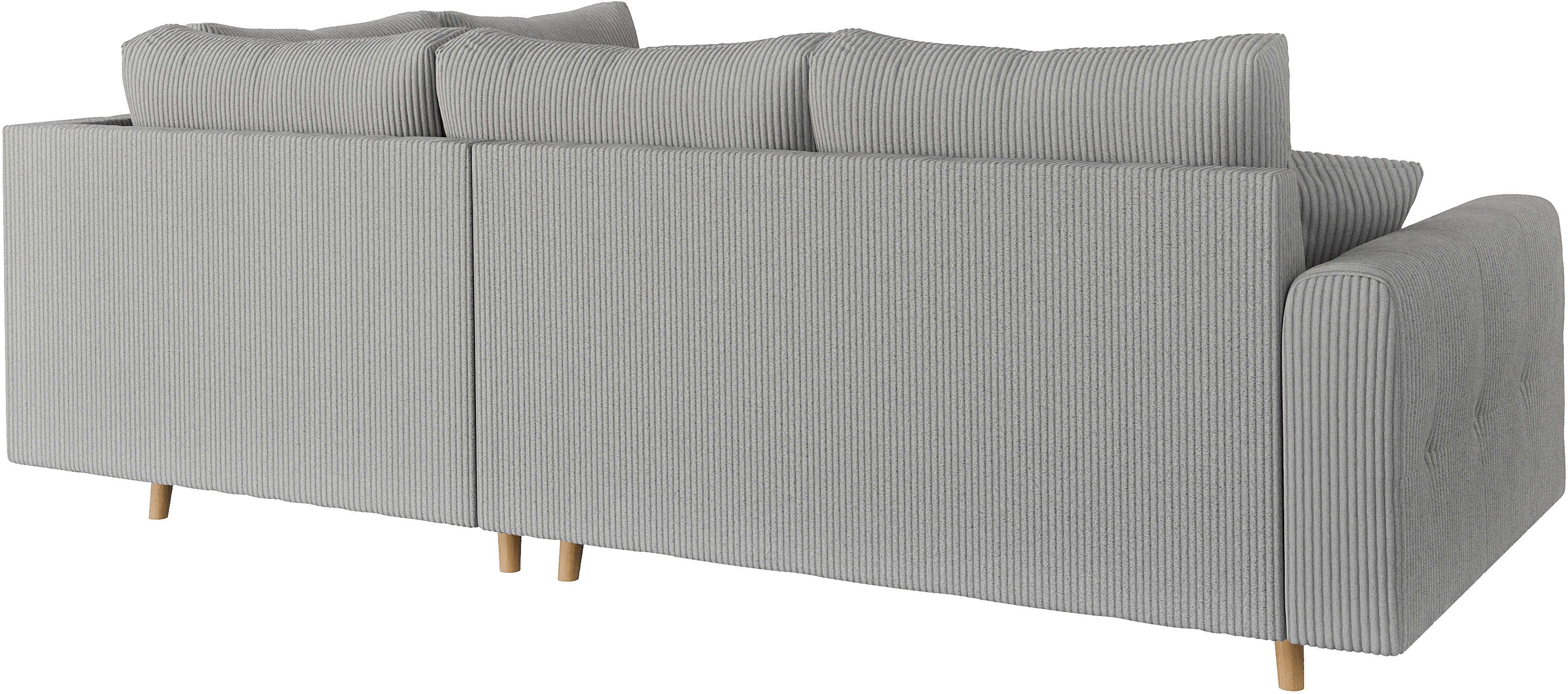 Home affaire Hoekbank CHARRE L-vorm met ottomane, afmetingen B/D/H: 231/161/81 cm fijne stiksels, losse rug- en sierkussens, ook in cord en bouclé
