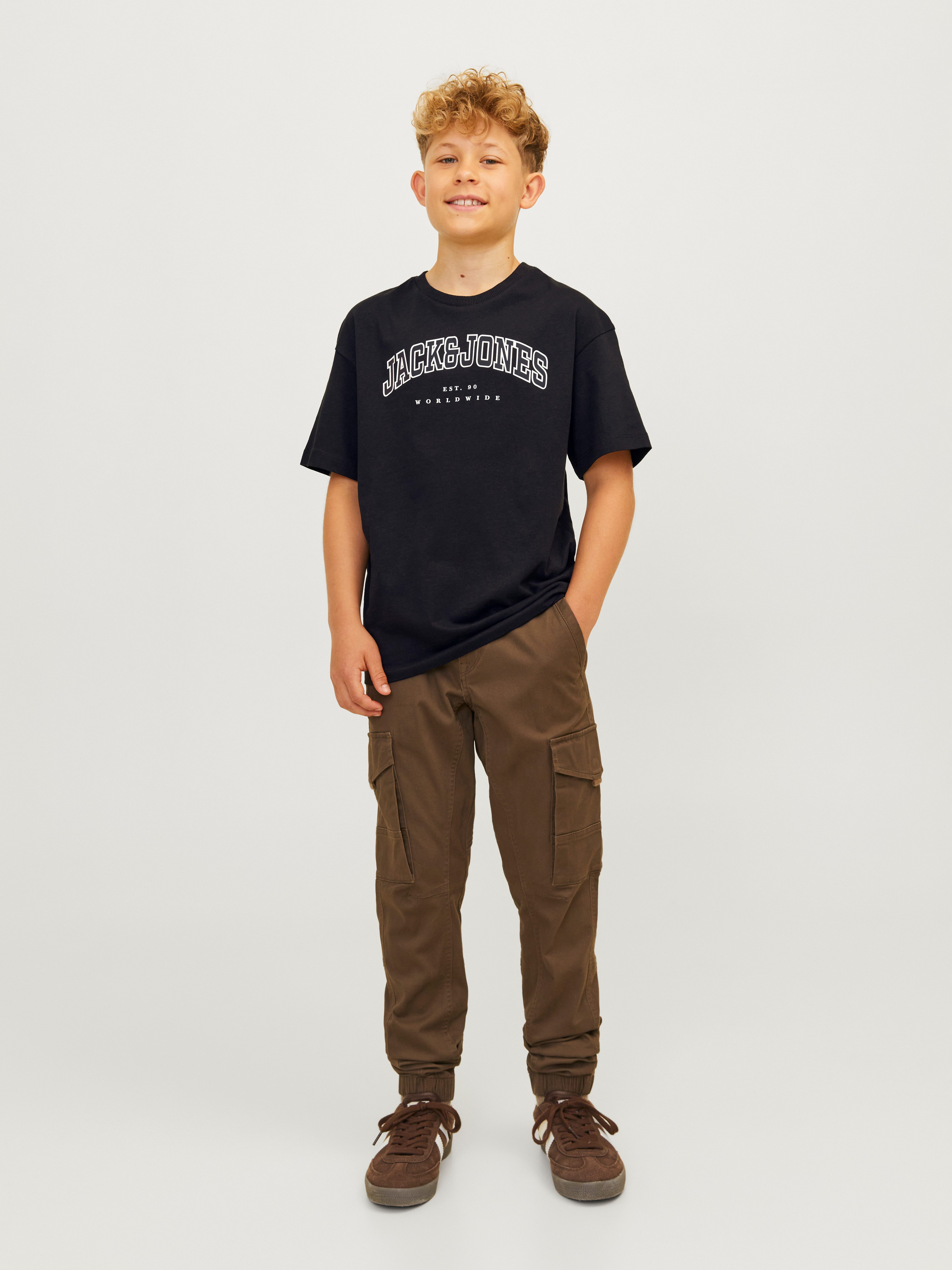 Jack & Jones Junior Shirt met ronde hals JJECALEB VARSITY TEE SS O-NECK NOOS JNR