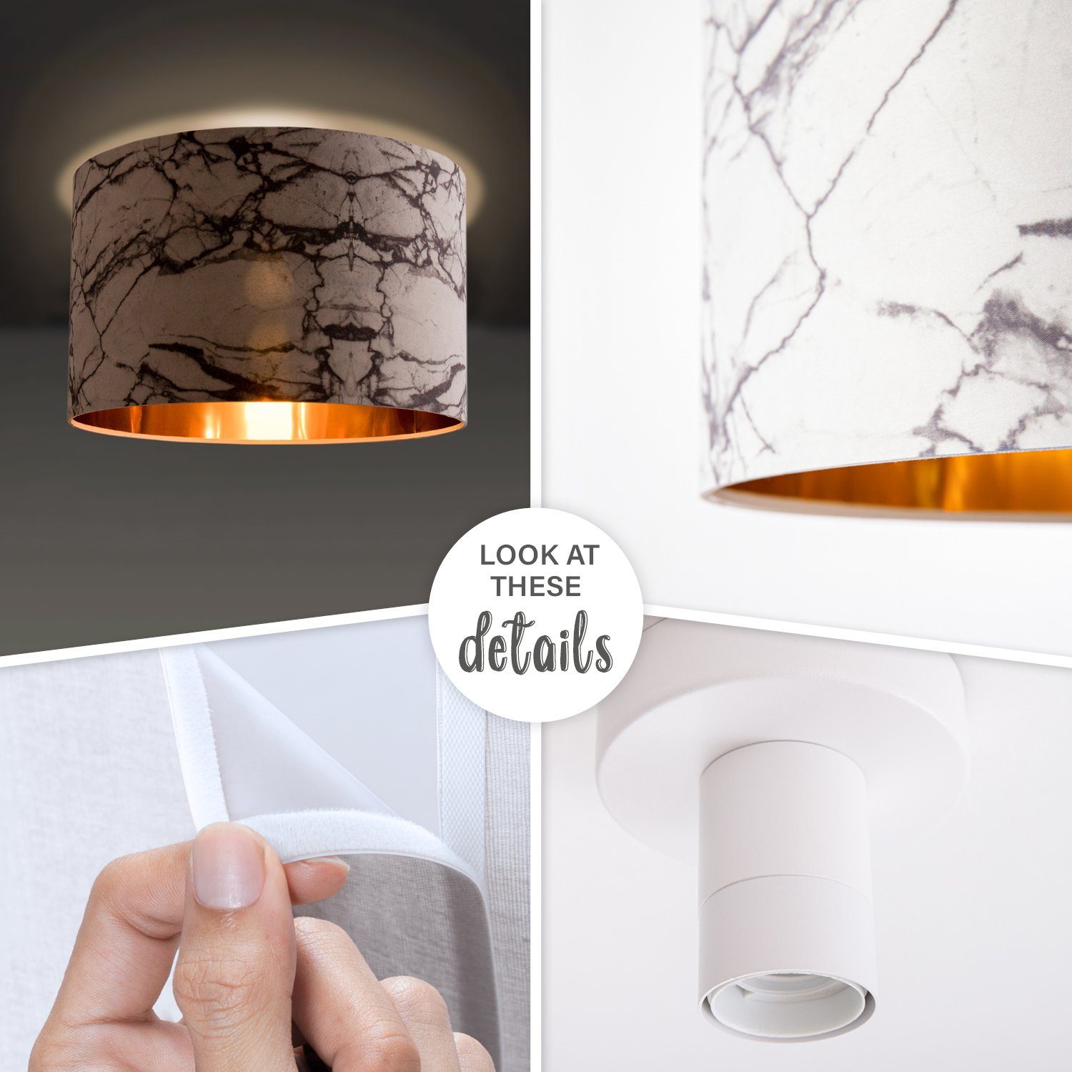 Paco Home Plafondlamp Kracht 525 Plafondlamp woonkamer hanglamp eetkamer marmer wit E27
